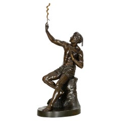 Rare British Bronze Sculpture “Snake Charmer” (1876) by Sir Thomas Brock