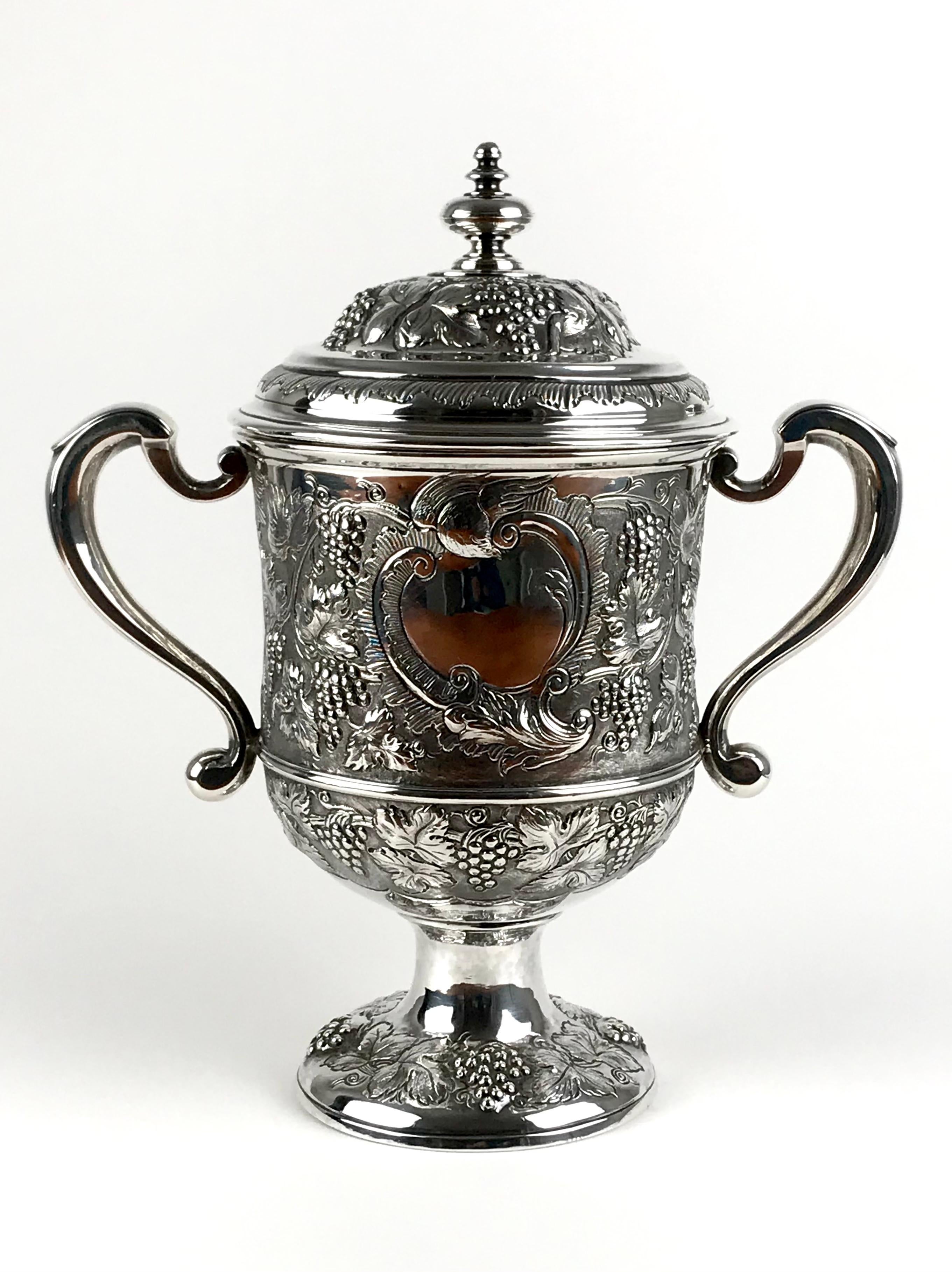 Rare Brittania Solid Silver Sterling Queen Anne 2 Handled Cup & Cover London 171 7