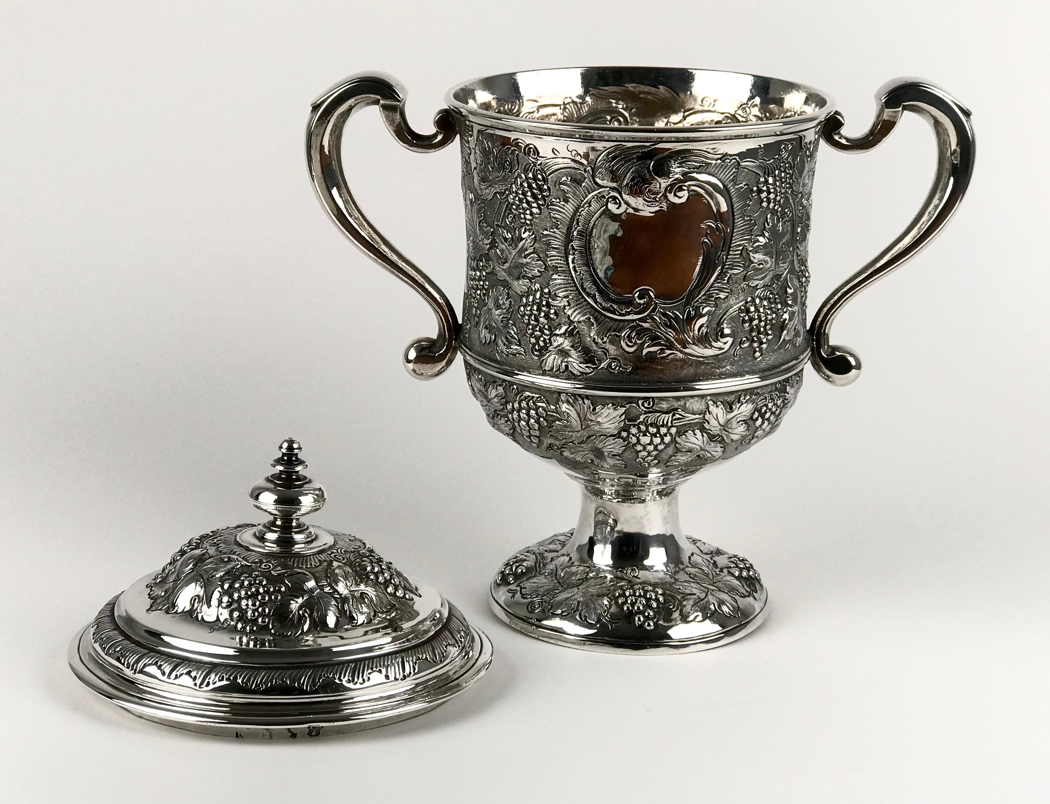 Rare Brittania Solid Silver Sterling Queen Anne 2 Handled Cup & Cover London 171 3