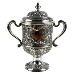 Rare Brittania Solid Silver Sterling Queen Anne 2 Handled Cup & Cover London 171