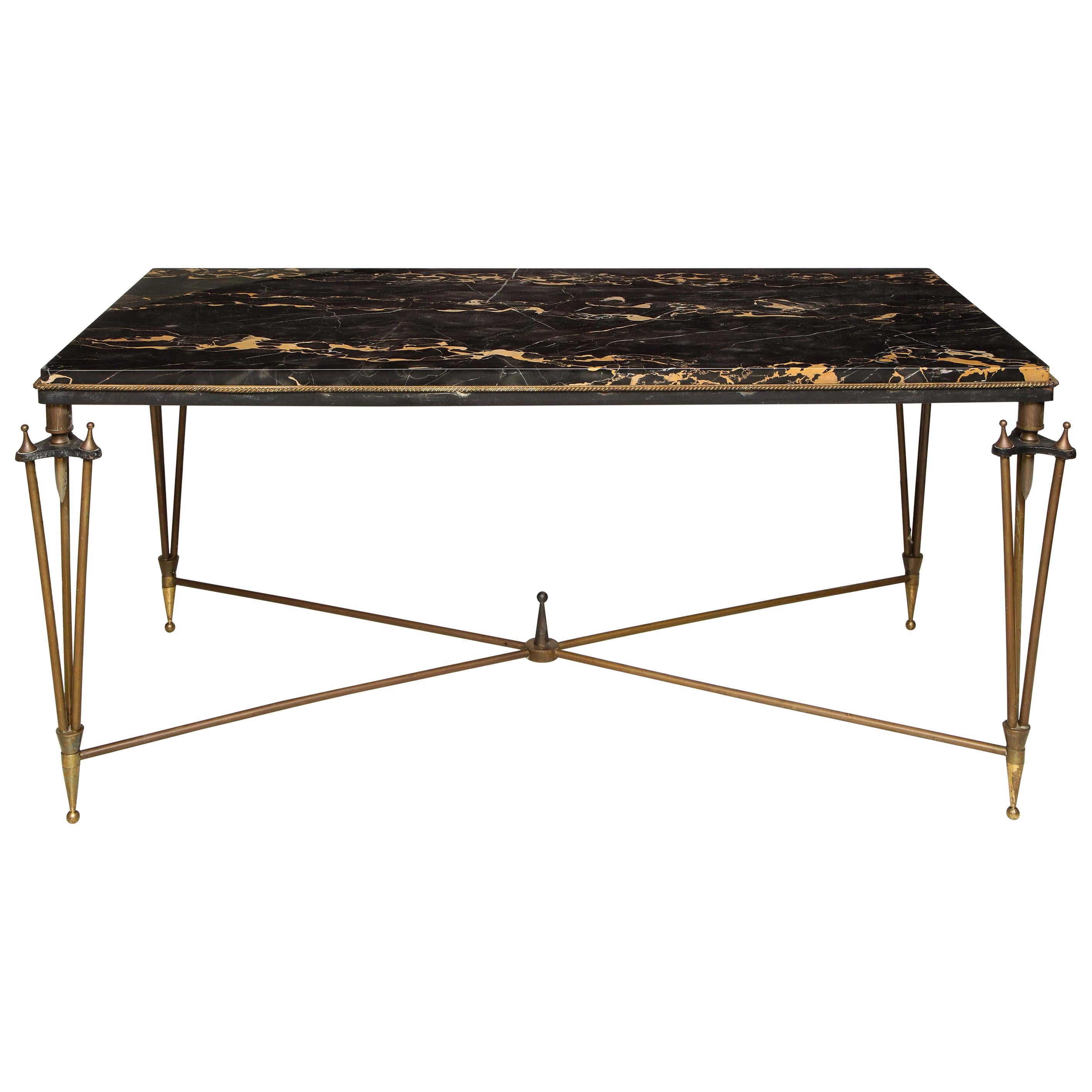 Rare Bronze and Iron Coffee Table Design Inspired by Gilbert Poillerat For Sale