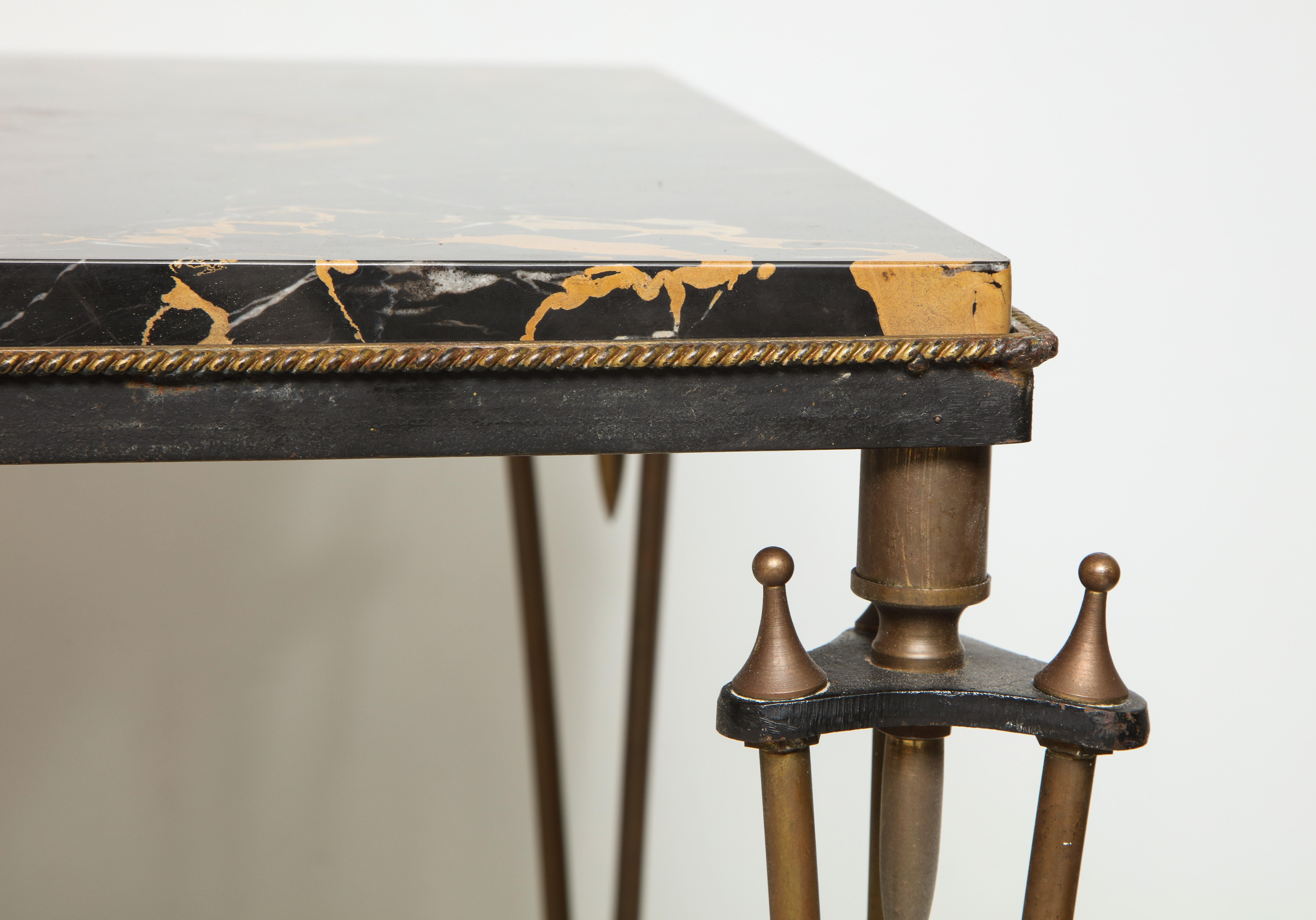 Rare Bronze and Iron Coffee Table Design Inspired by Gilbert Poillerat In Excellent Condition For Sale In New York, NY