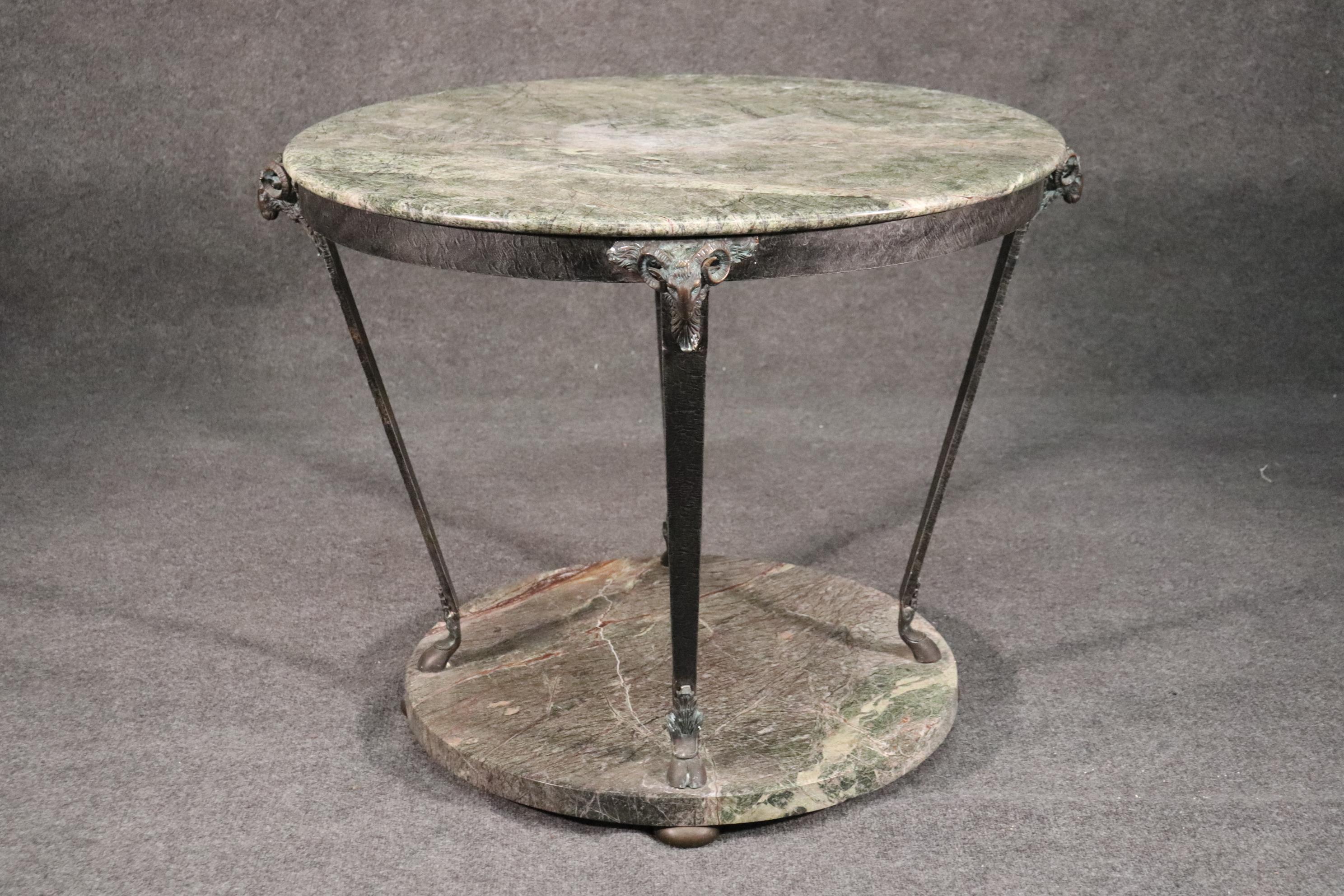 Regency Revival Rare Bronze and Marble French Regency Style Round Center Table