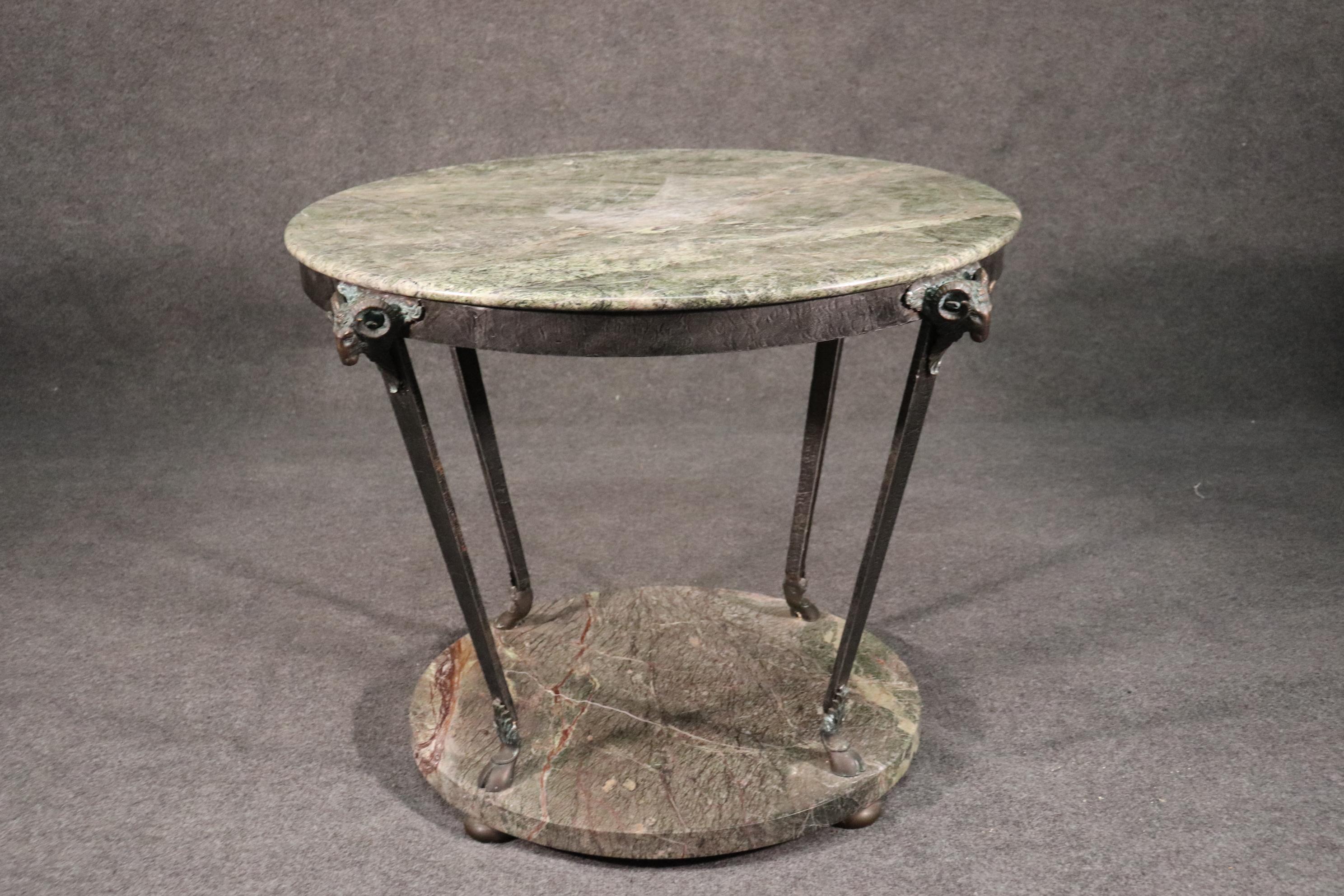 Rare Bronze and Marble French Regency Style Round Center Table In Good Condition In Swedesboro, NJ