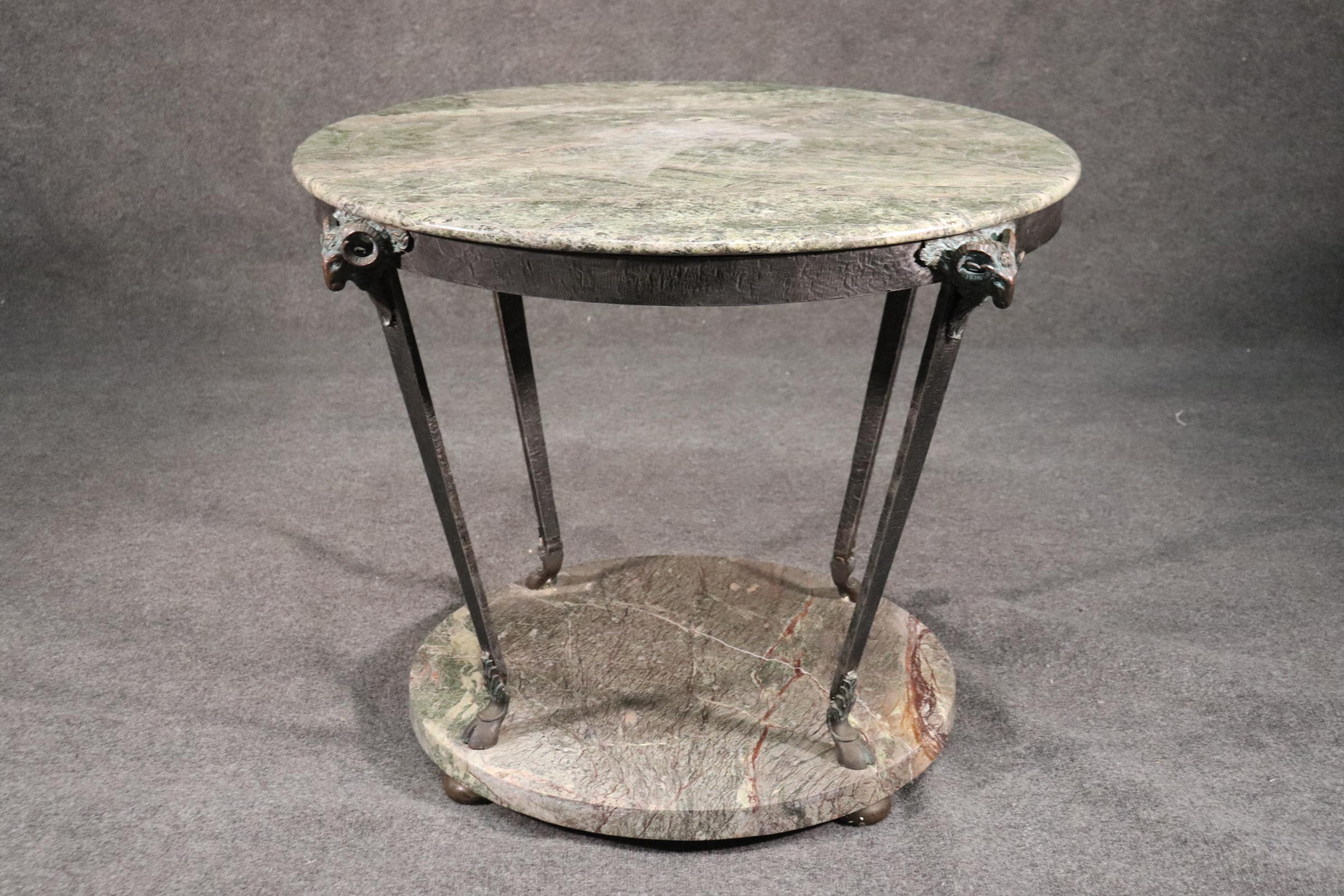 Rare Bronze and Marble French Regency Style Round Center Table 1