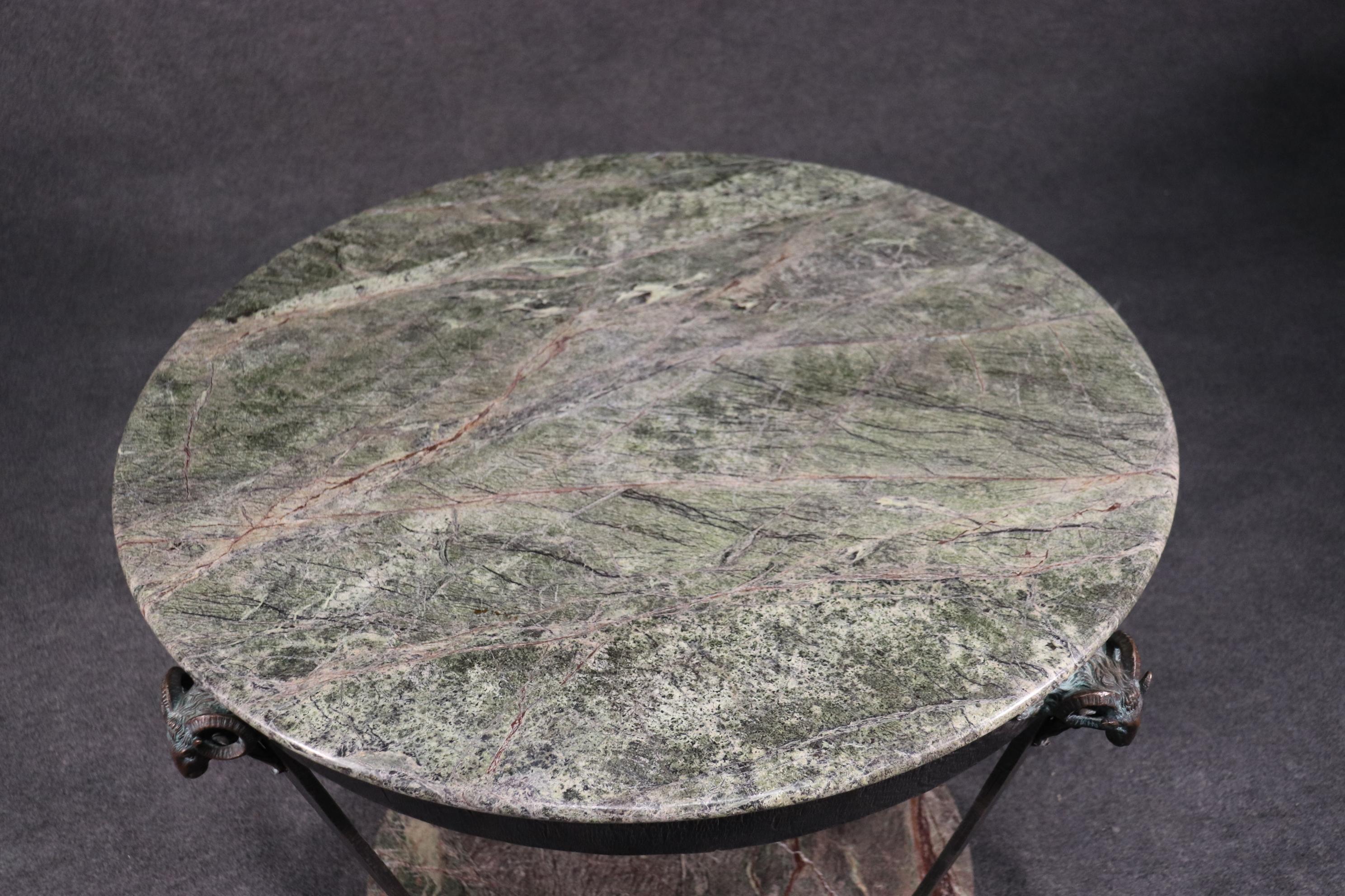 Rare Bronze and Marble French Regency Style Round Center Table 2