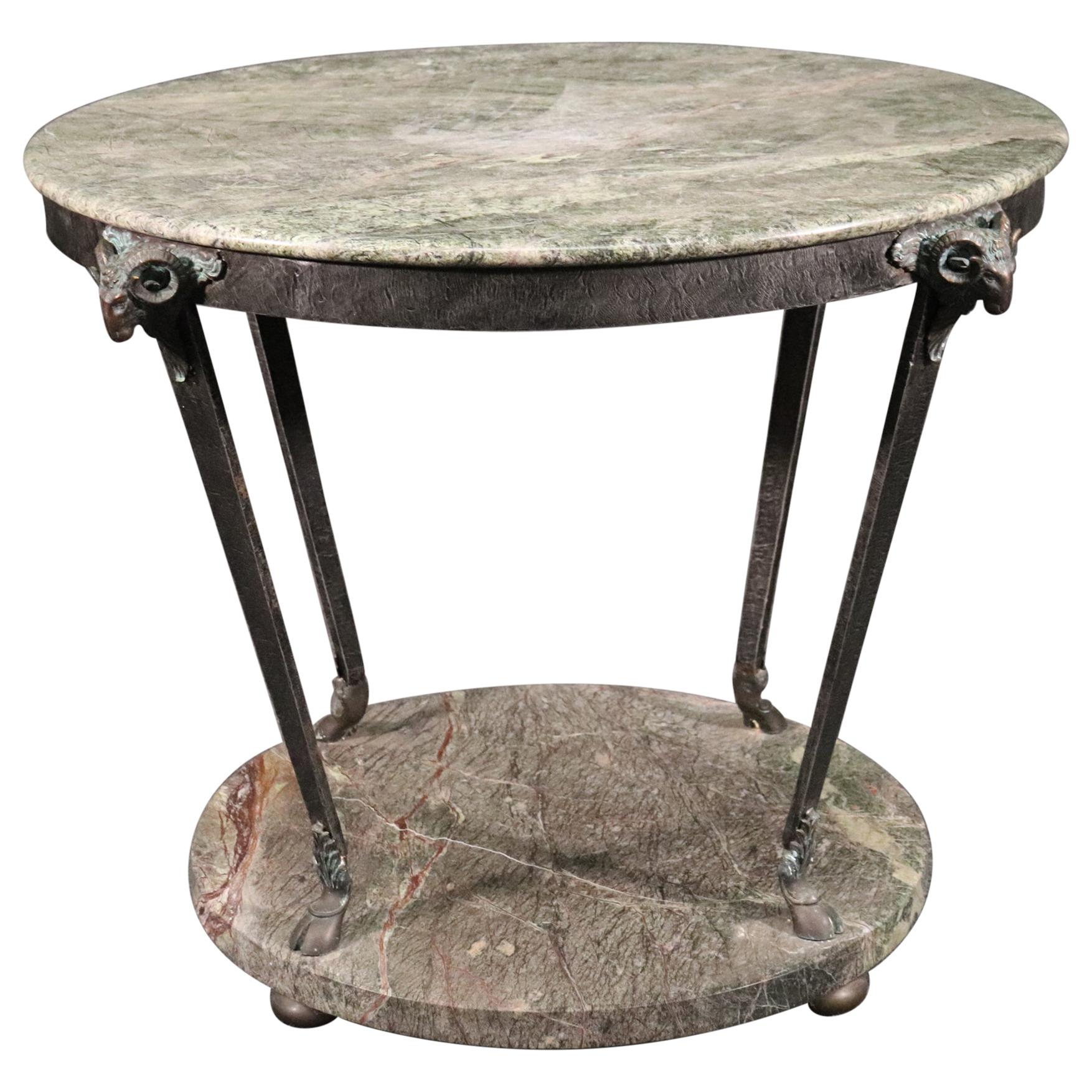 Rare Bronze and Marble French Regency Style Round Center Table