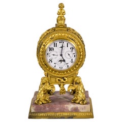 Rare horloge de table en bronze et marbre rose, E.F. Caldwell and Co.