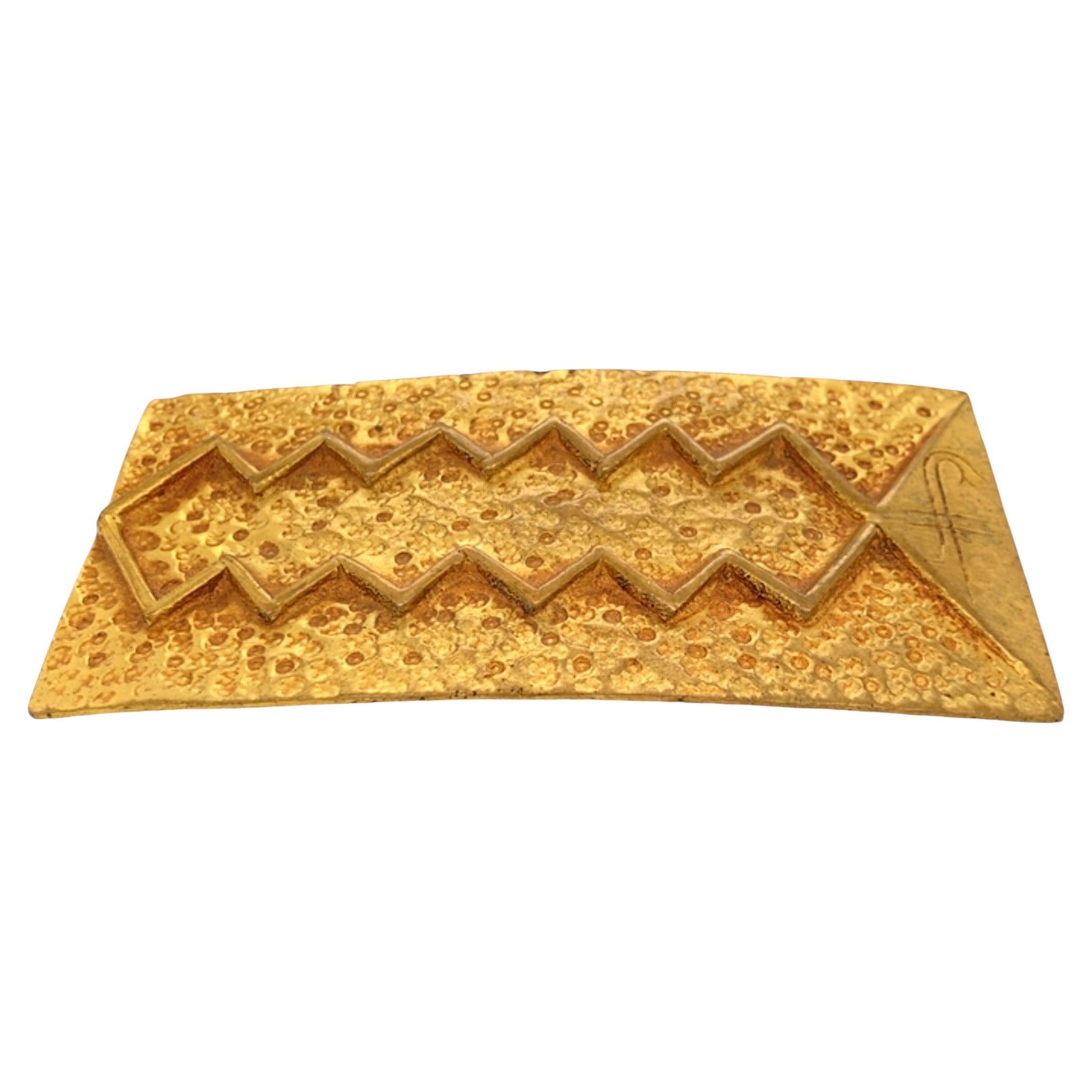 Rara hebilla de cinturón de bronce-doré de Line Vautrin