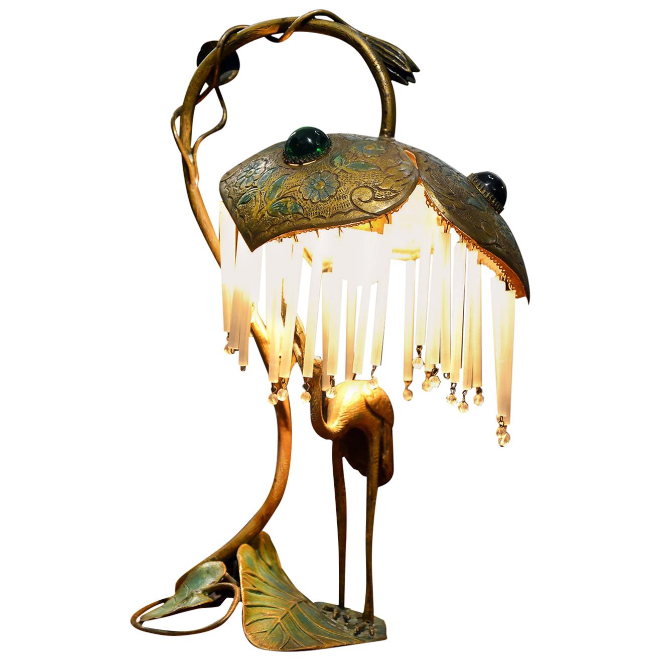 Rare Bronze Figural Art Nouveau Lamp, circa 1900  For Sale