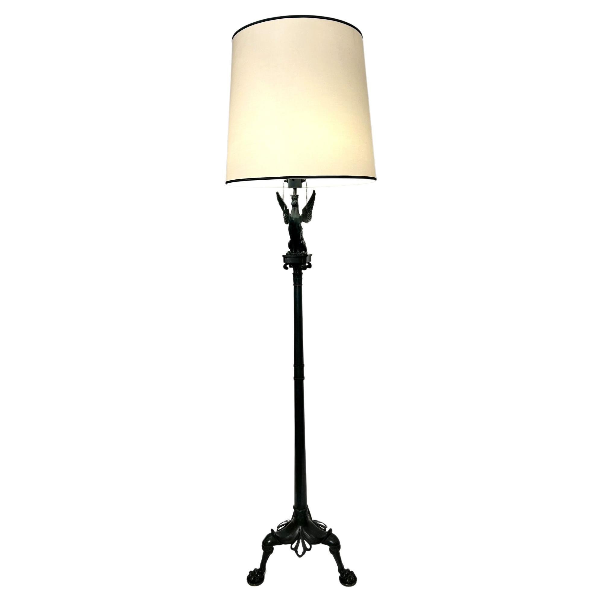 Rare bronze floor lamp in neoclassical style, Paris, France, circa 1880
