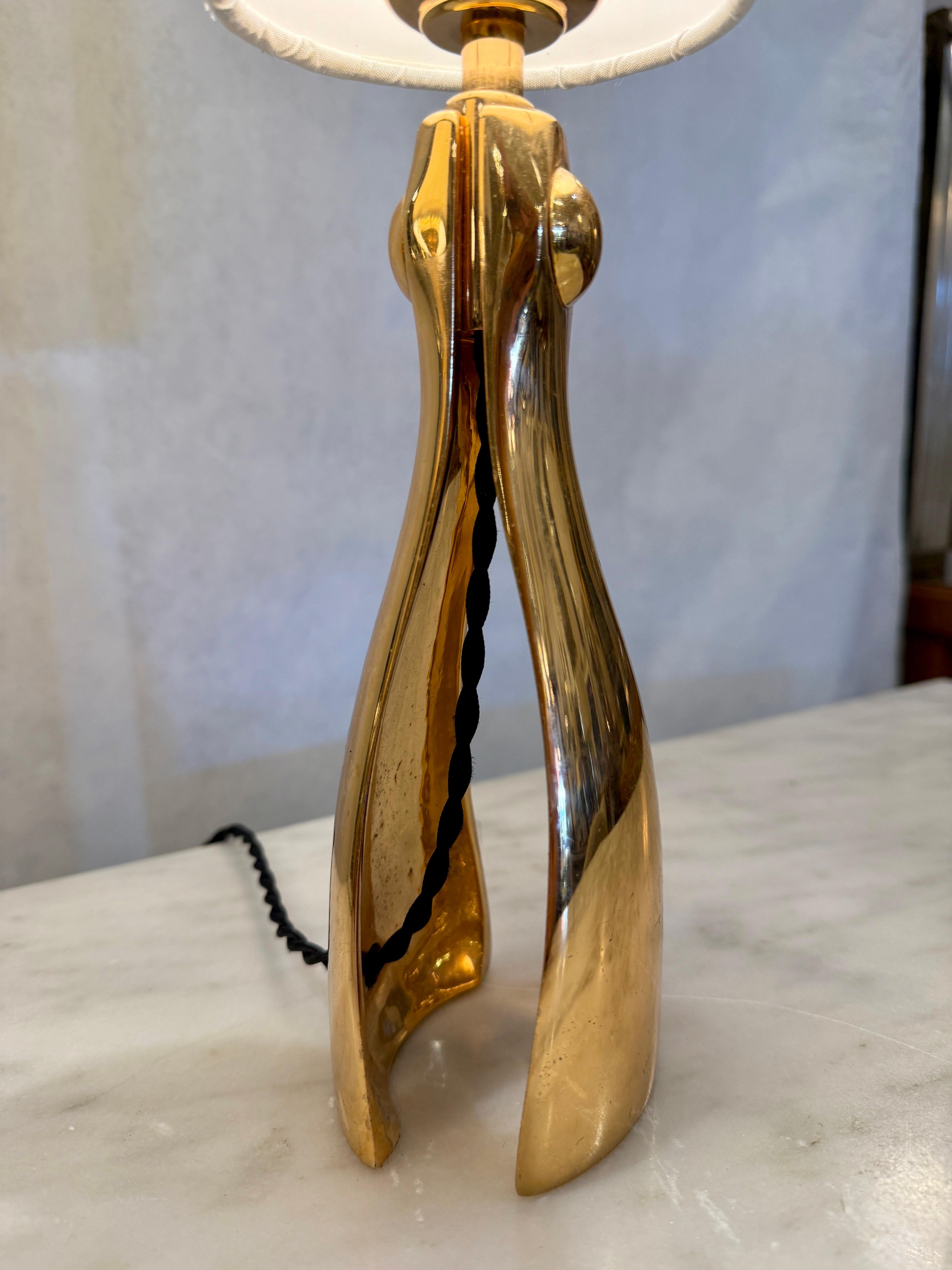 Rare Bronze Italian Lamps w/ Paper Shades For Sale 1