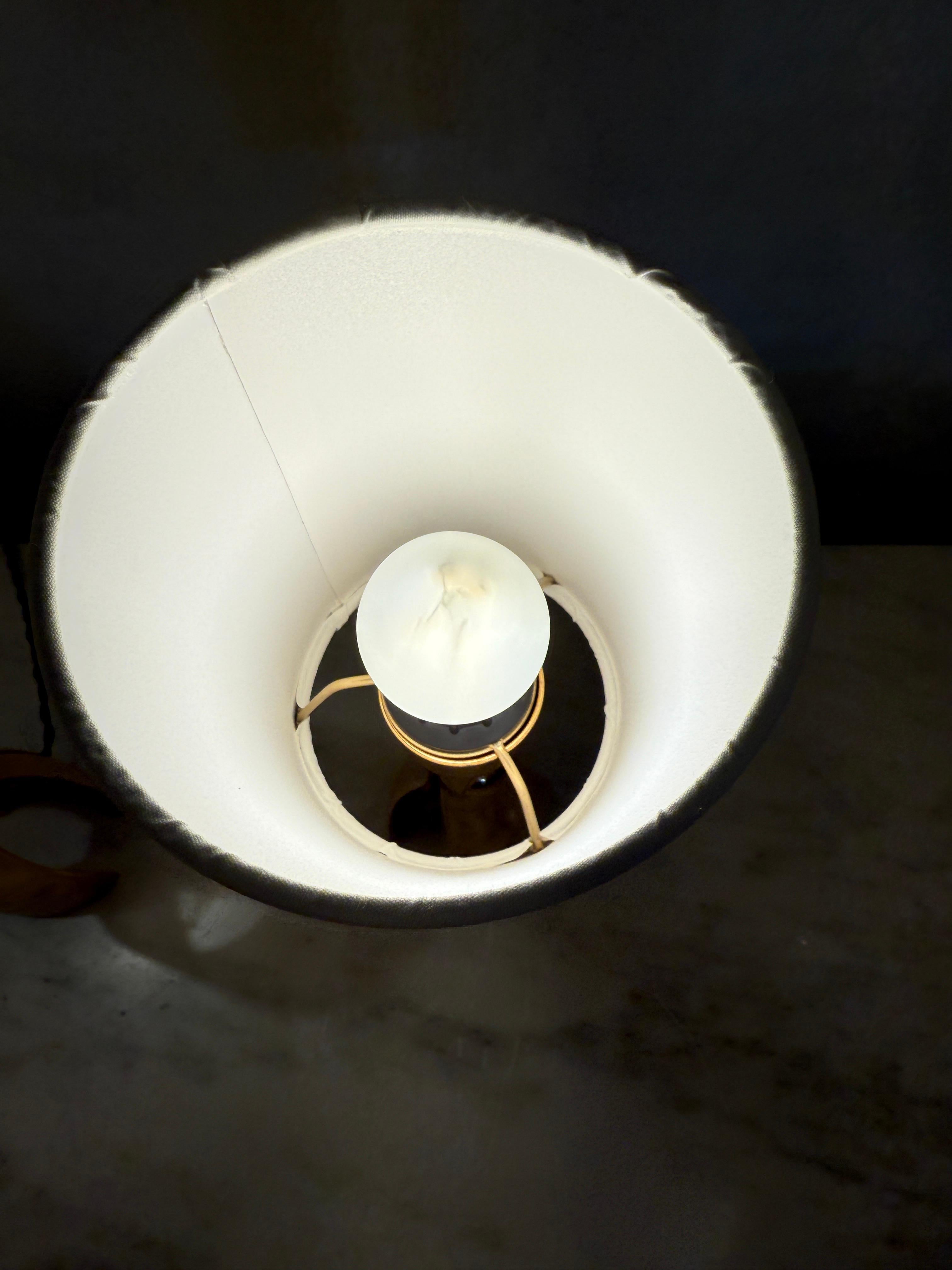 Rare Bronze Italian Lamps w/ Paper Shades For Sale 4