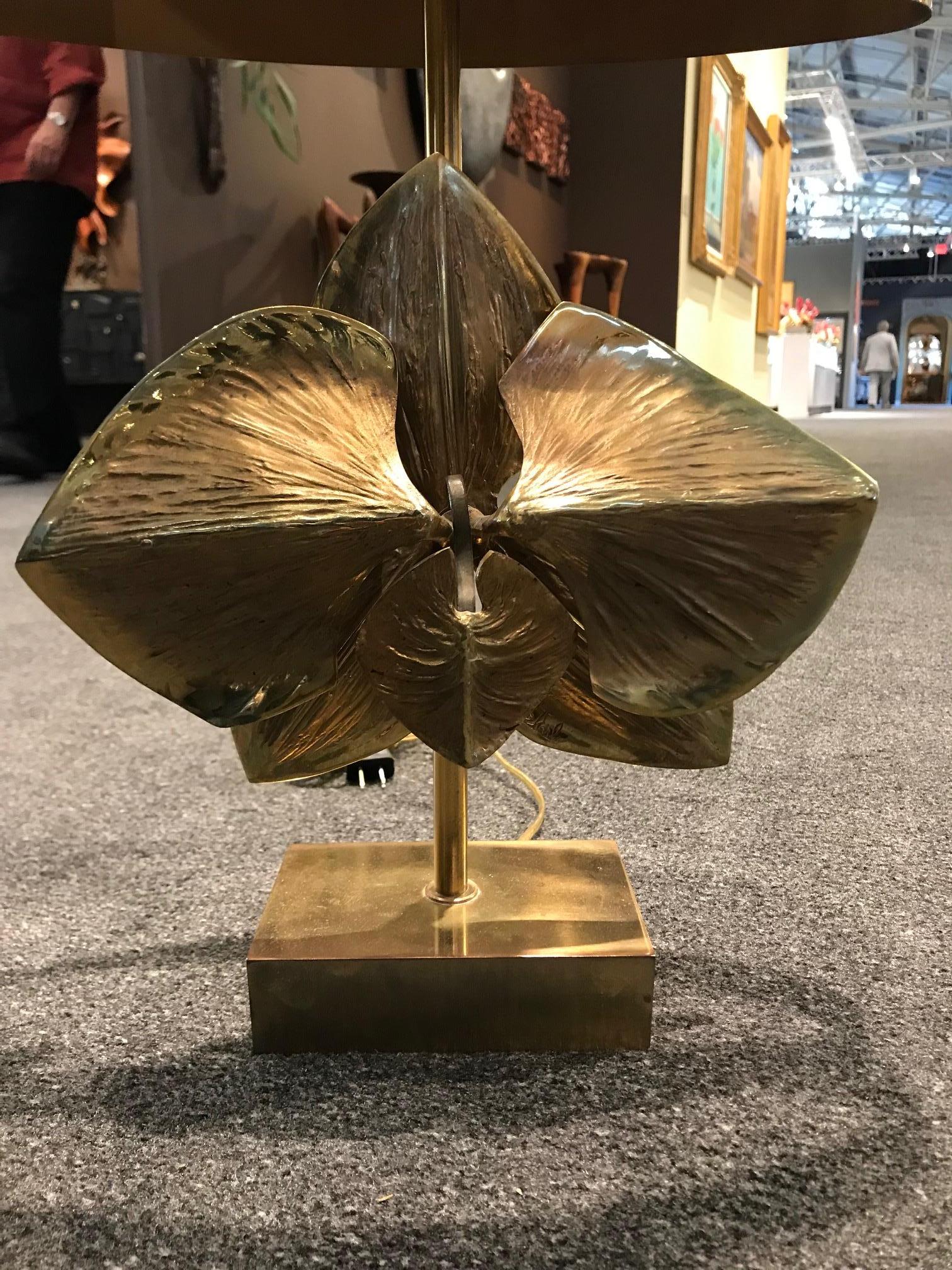 Rare bronze “Lotus” table lamp by Maison Charles. Marked: Made in France Charles
Measure: H 20 in.

 $4850.00.
 