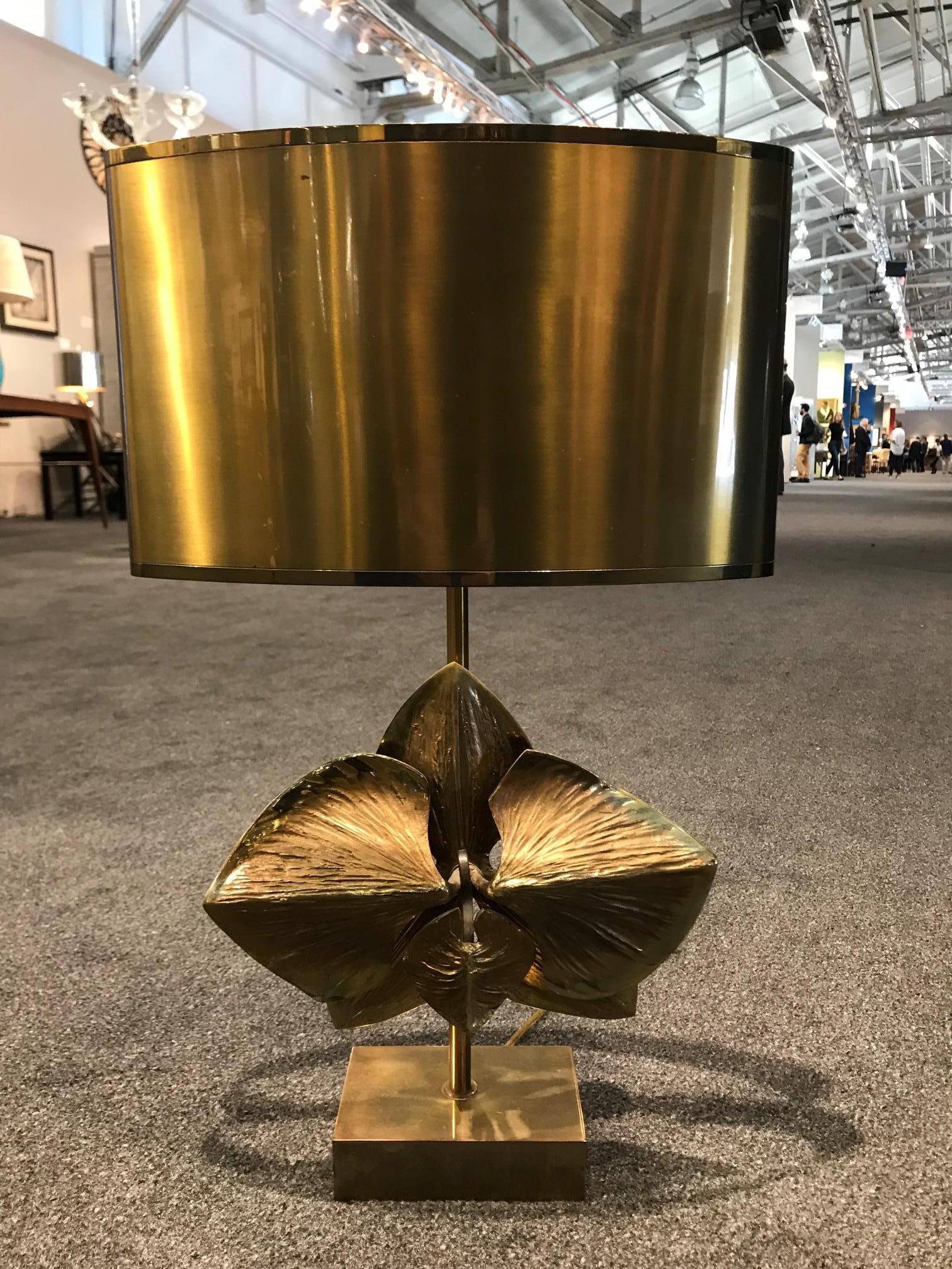 Rare Bronze “Lotus” Table Lamp by Maison Charles 1