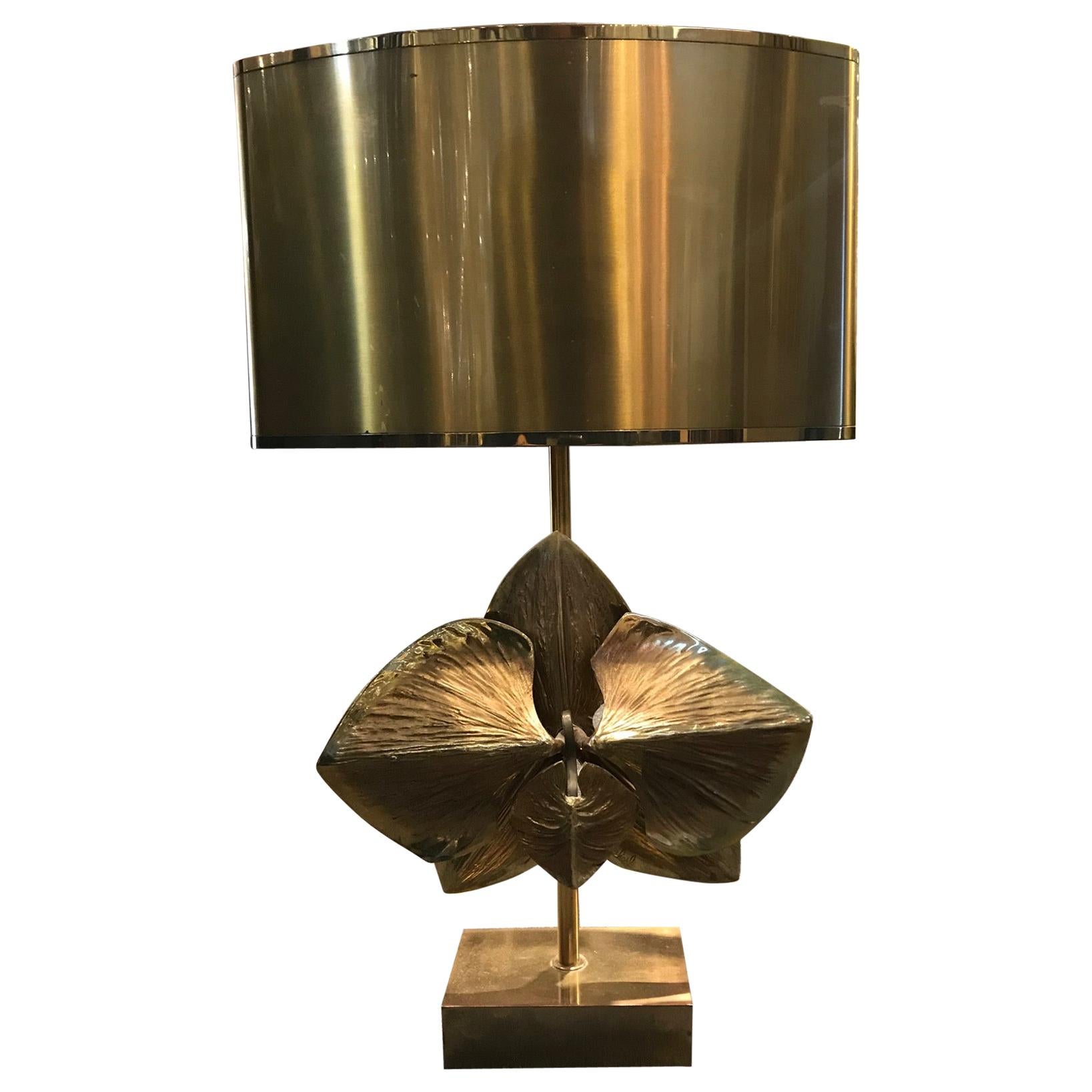 Rare Bronze “Lotus” Table Lamp by Maison Charles