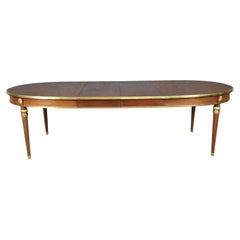 Rare Bronze Mounted Signed Maison Jansen Ribbon Mahogany Dining Table