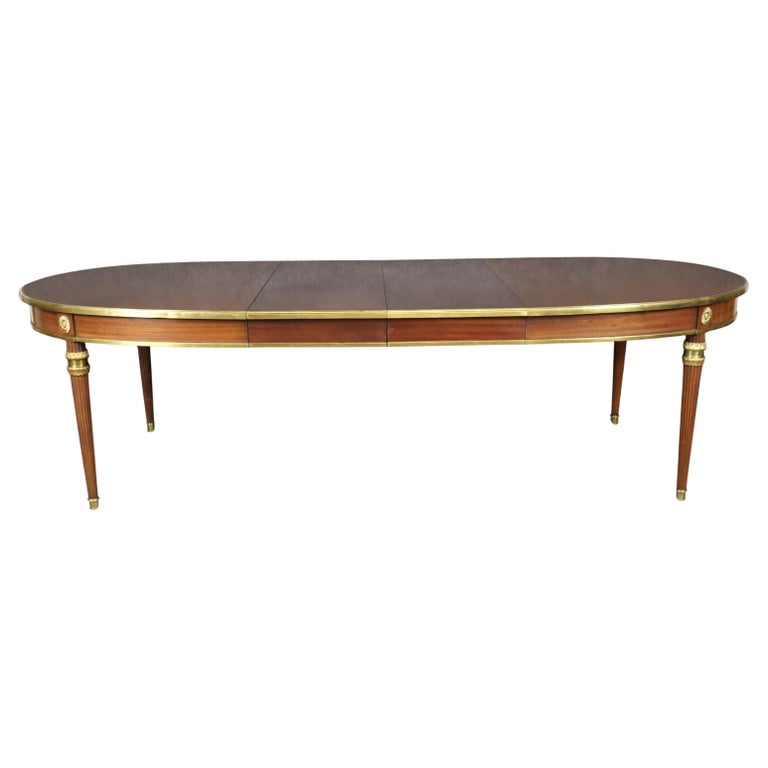 Mid Century Mahogany Table with Bronze Mounting in the Manner of Jansen Mid Century Mahogany Table with Bronze Mounting in the Manner of Jansen