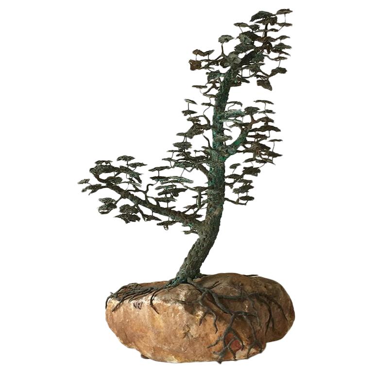 Rare Bronze of a Bonsai Tree in Full Leaf, 1960s For Sale