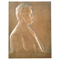 Rare plaque de portrait en bronze pour le Cent du cuivre des États-Unis par Victor Brenner, datée de 1907