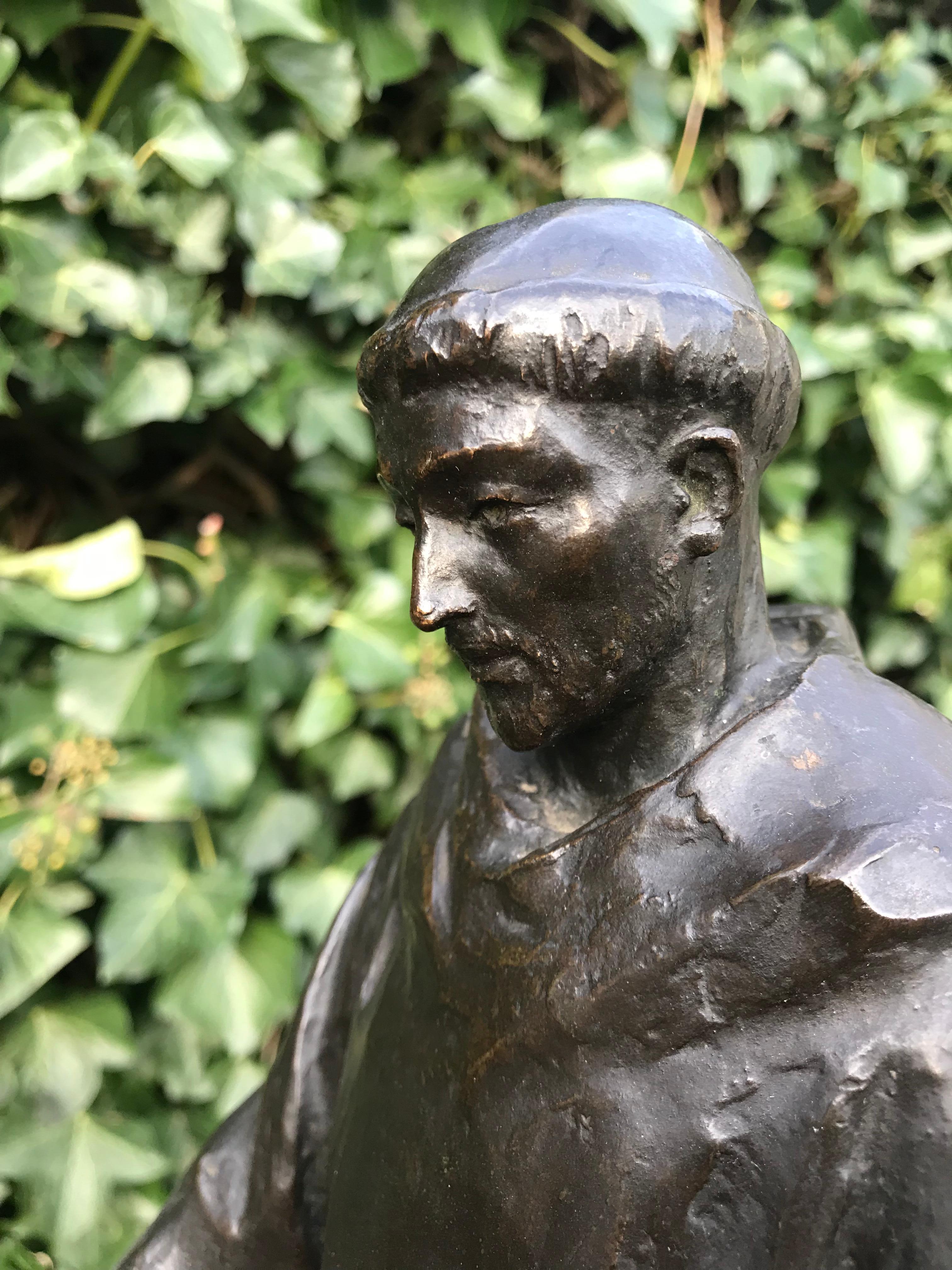 Rare Bronze Saint Saint Francois d' Assise by France Artis Lucienne Heuvelmans 7