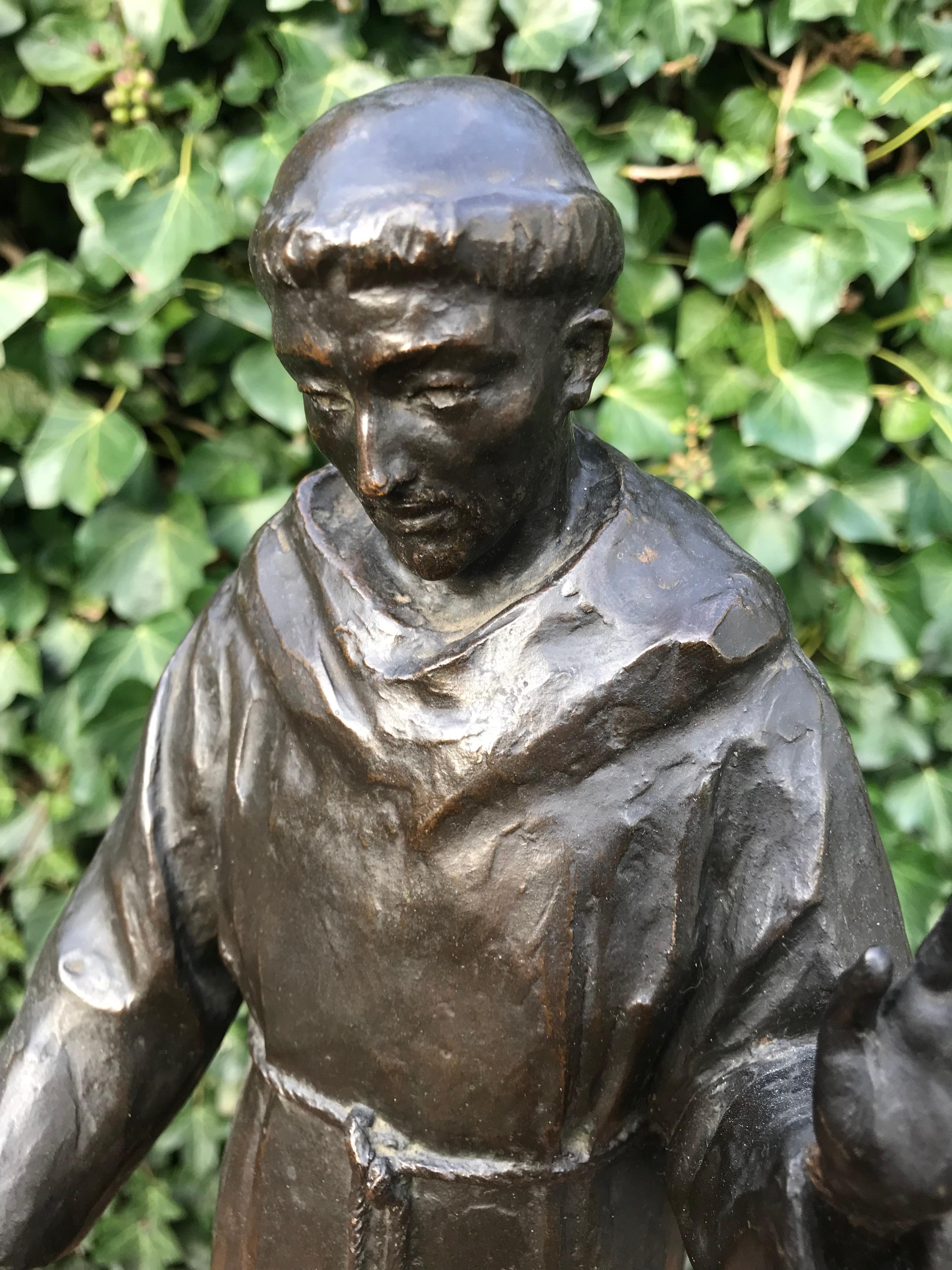 French Rare Bronze Saint Saint Francois d' Assise by France Artis Lucienne Heuvelmans