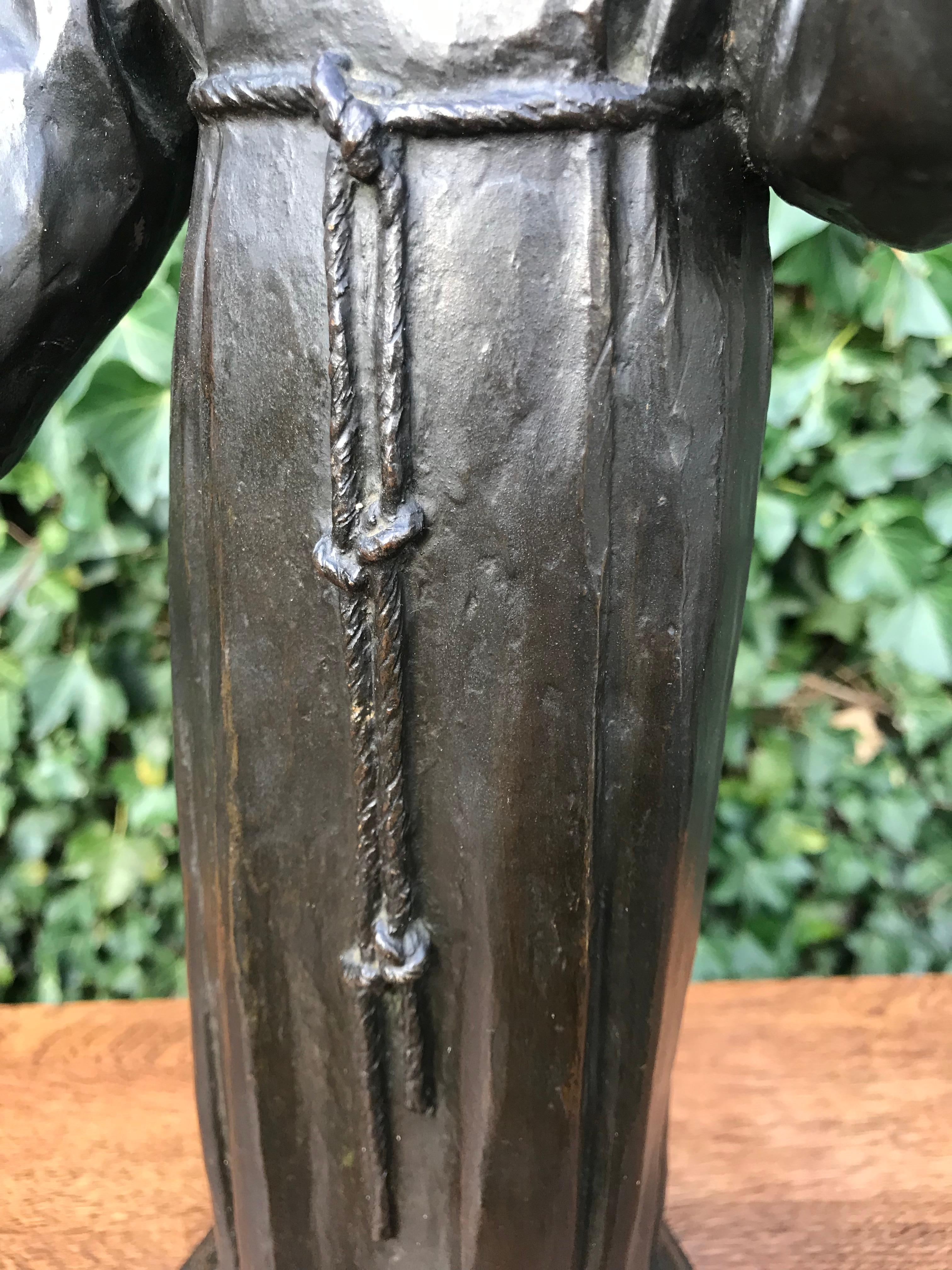 Rare Bronze Saint Saint Francois d' Assise by France Artis Lucienne Heuvelmans 1