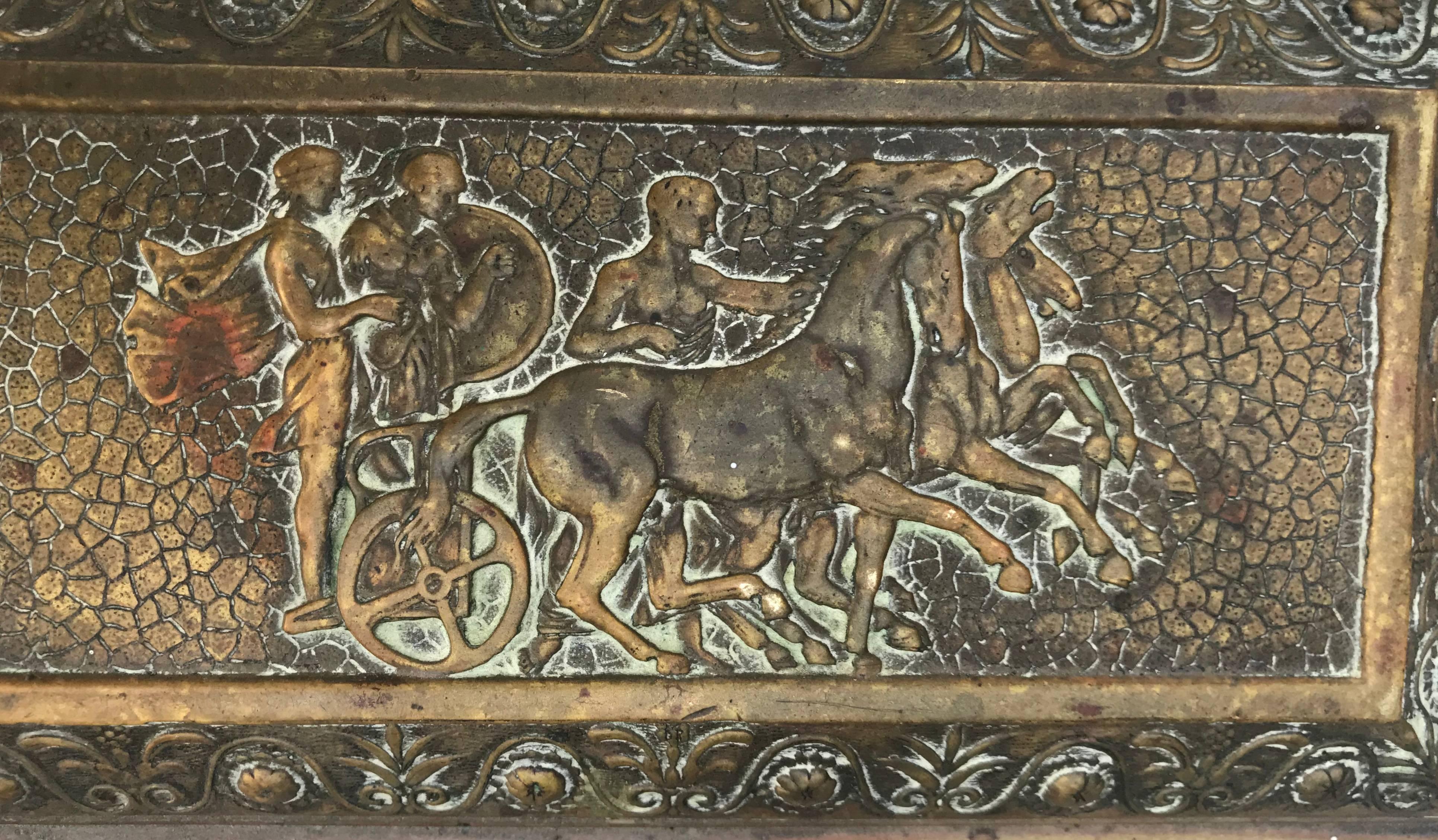 Rare Bronze Sculptural Casket / Box Panels with Historical Roman Empire Scenes For Sale 5