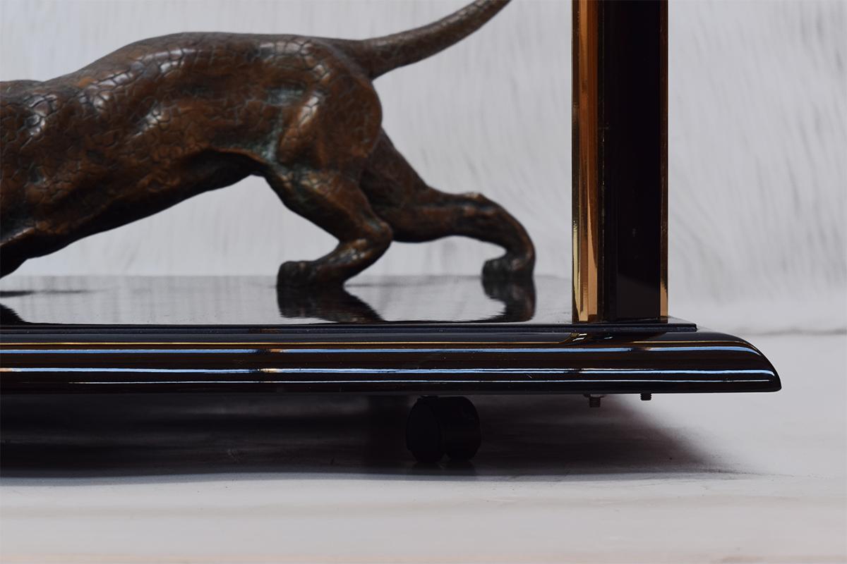 Rare Bronze Sculptural Panther and Brass Coffee table by Nicola Voci, 1970s For Sale 4