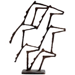 Vintage Rare Bronze Sculpture by Pierre Manoli, Horses Profiles, France, 20th Century