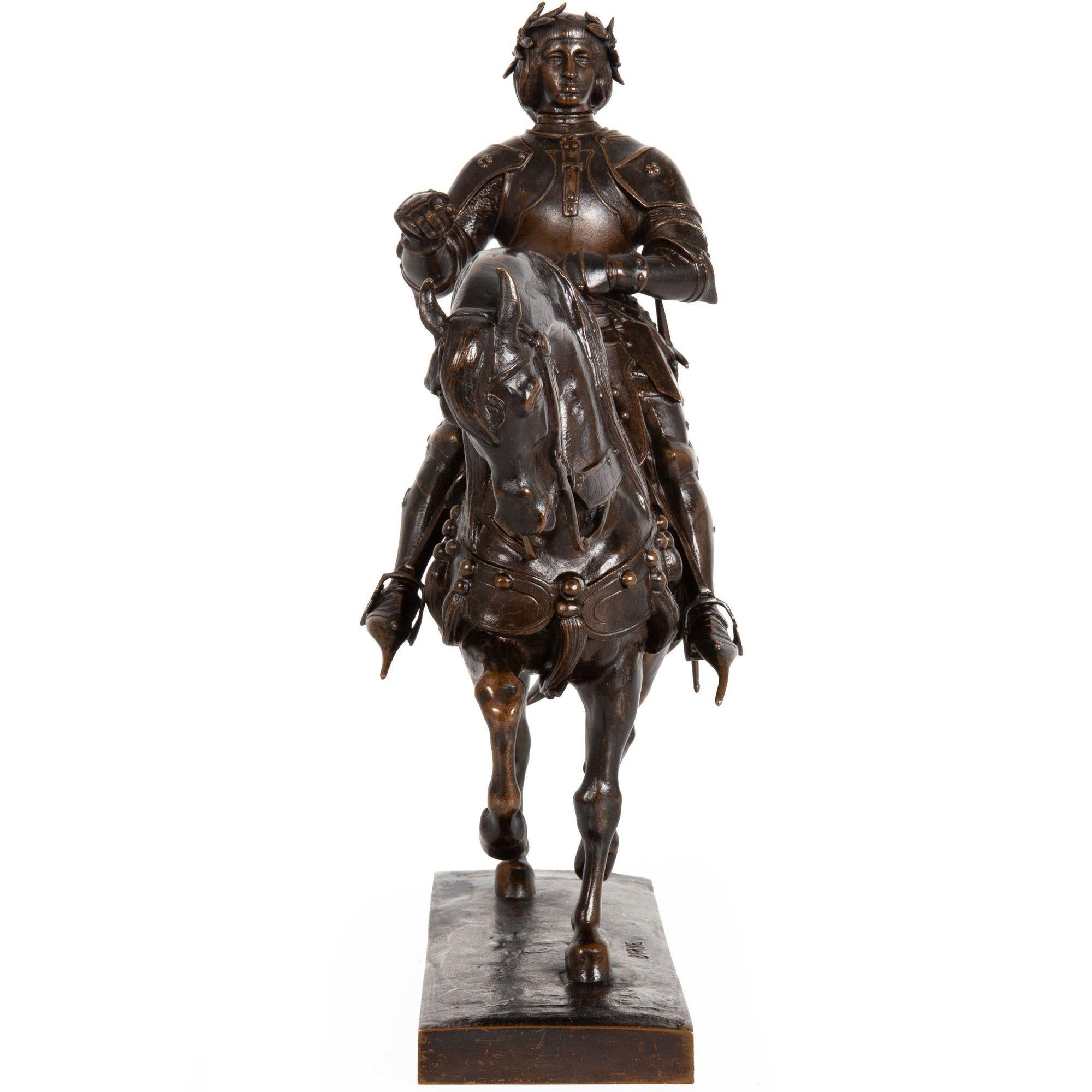 Romantic Rare Bronze Sculpture “Charles VII, The Victorious” by Antoine-Louis Barye For Sale