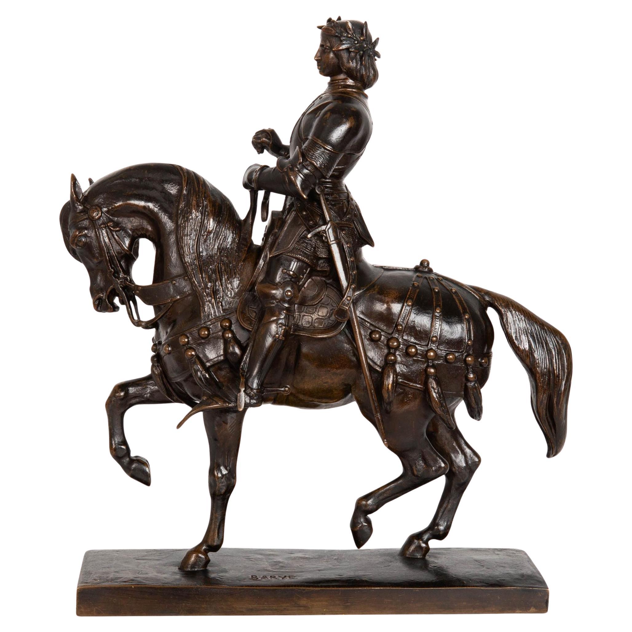 Rare Bronze Sculpture “Charles VII, The Victorious” by Antoine-Louis Barye For Sale
