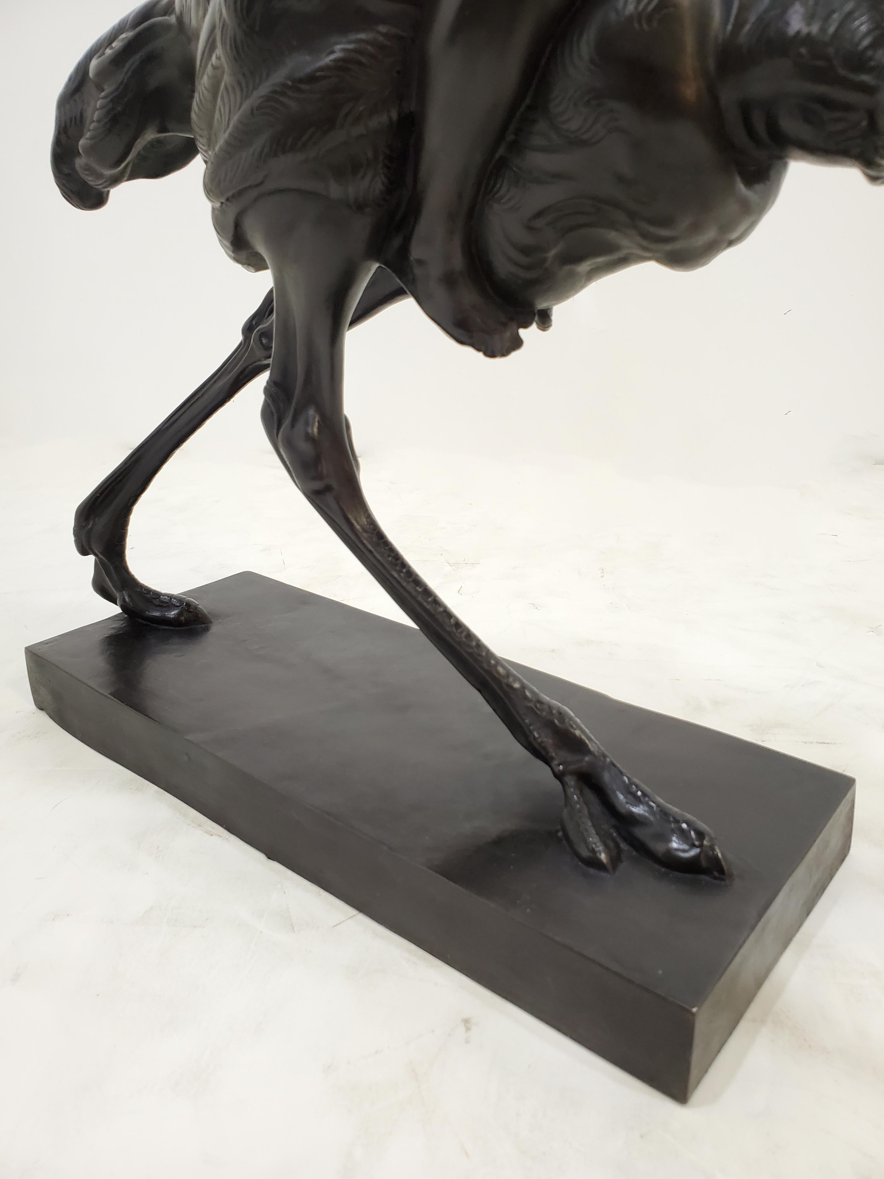 Rare Bronze Sculpture of a Woman Riding an Ostrich Signed Ferdinand Liebermann 7
