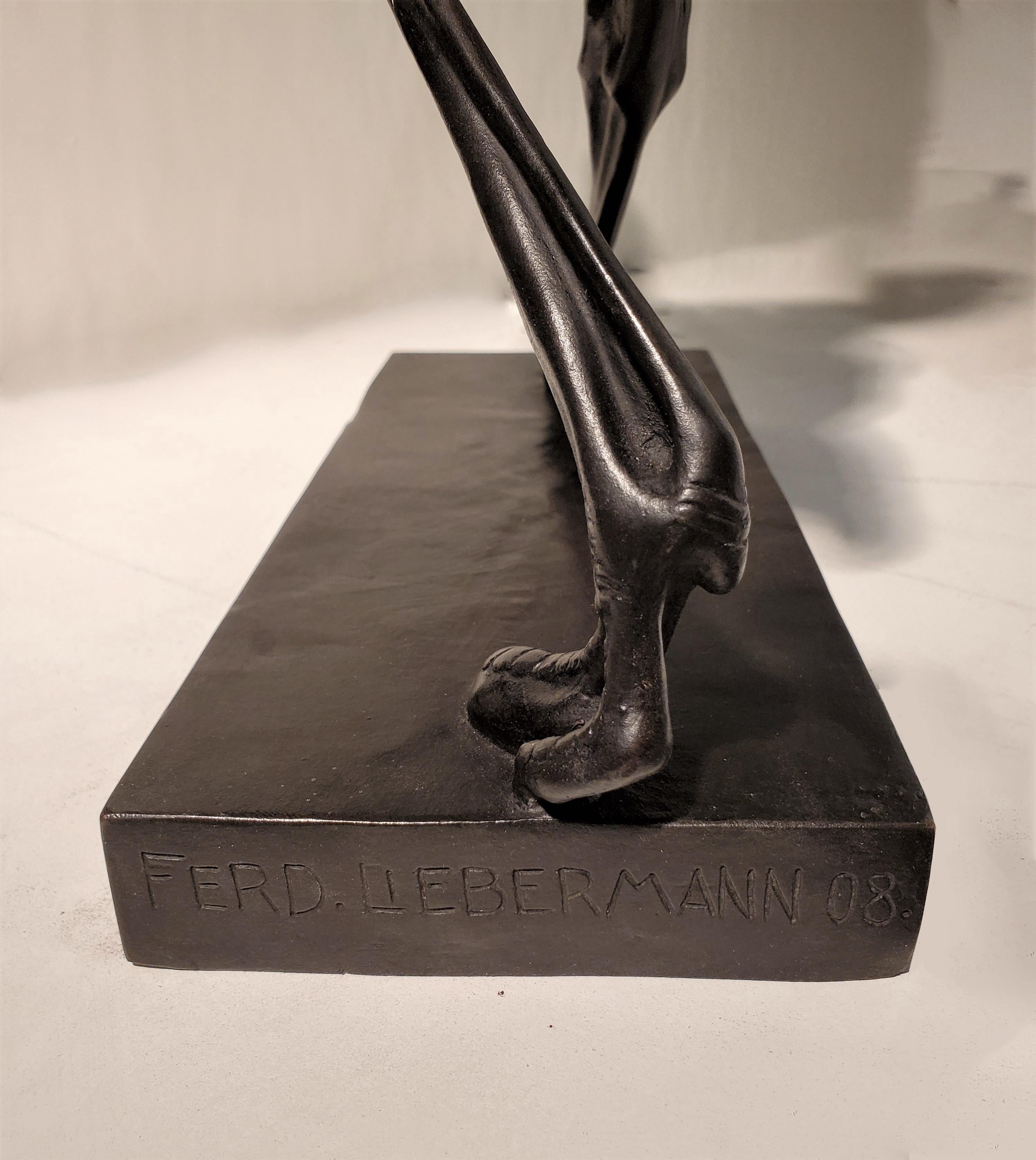 Rare Bronze Sculpture of a Woman Riding an Ostrich Signed Ferdinand Liebermann 10