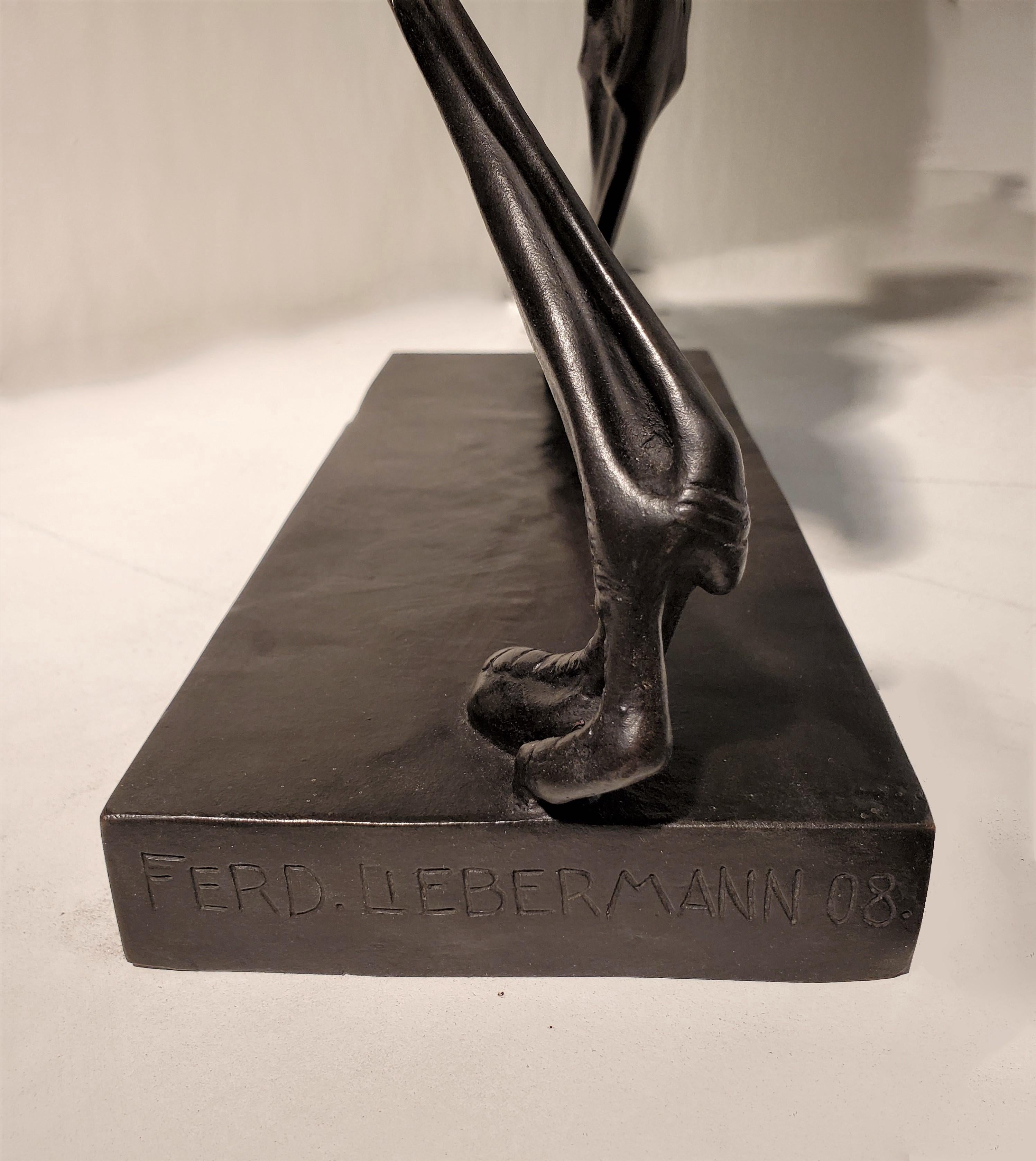 Rare Bronze Sculpture of a Woman Riding an Ostrich Signed Ferdinand Liebermann 8