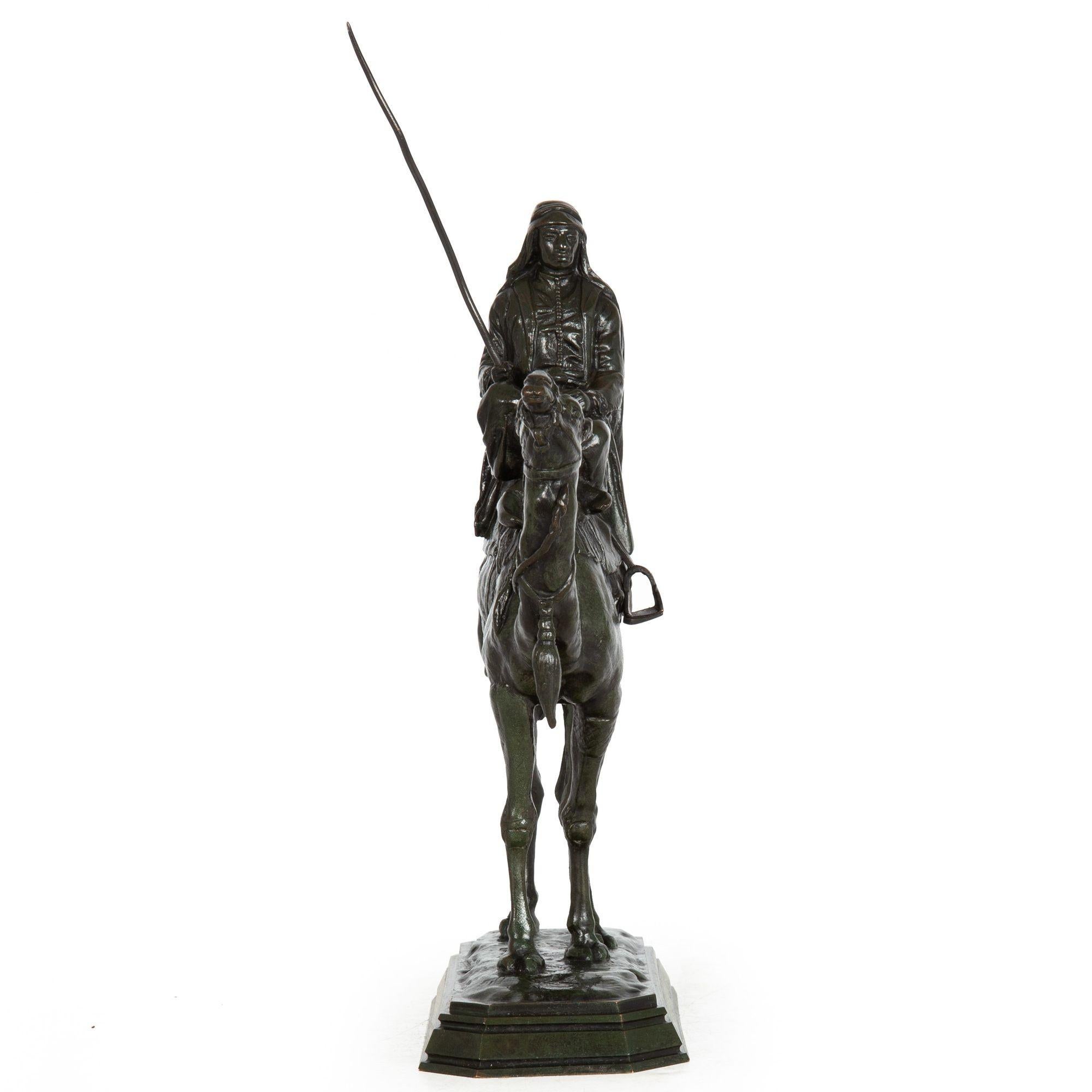 Romantic Rare Bronze Sculpture of “Arab on Camel” by Antoine-Louis Barye circa 1880 For Sale