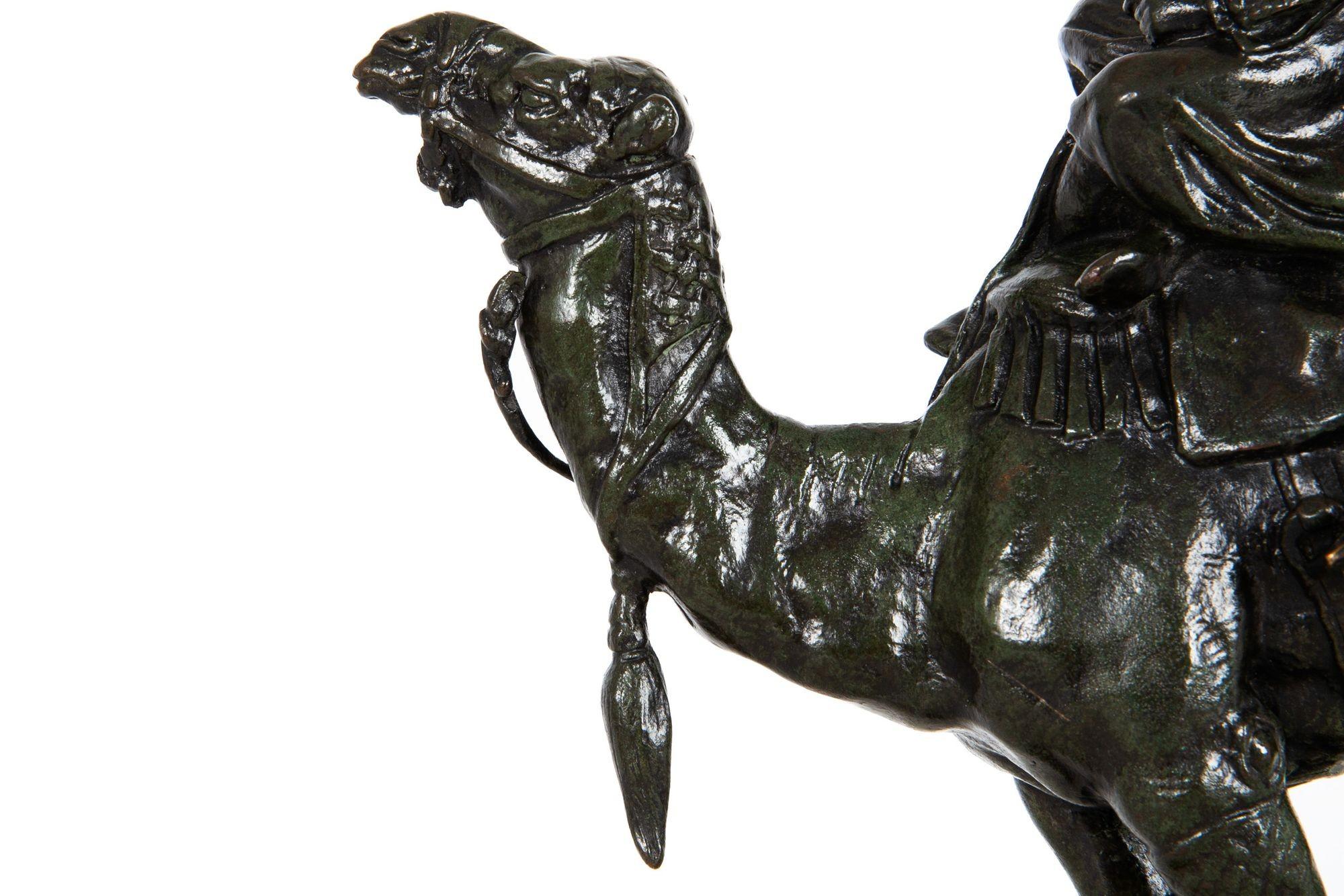 19th Century Rare Bronze Sculpture of “Arab on Camel” by Antoine-Louis Barye circa 1880 For Sale