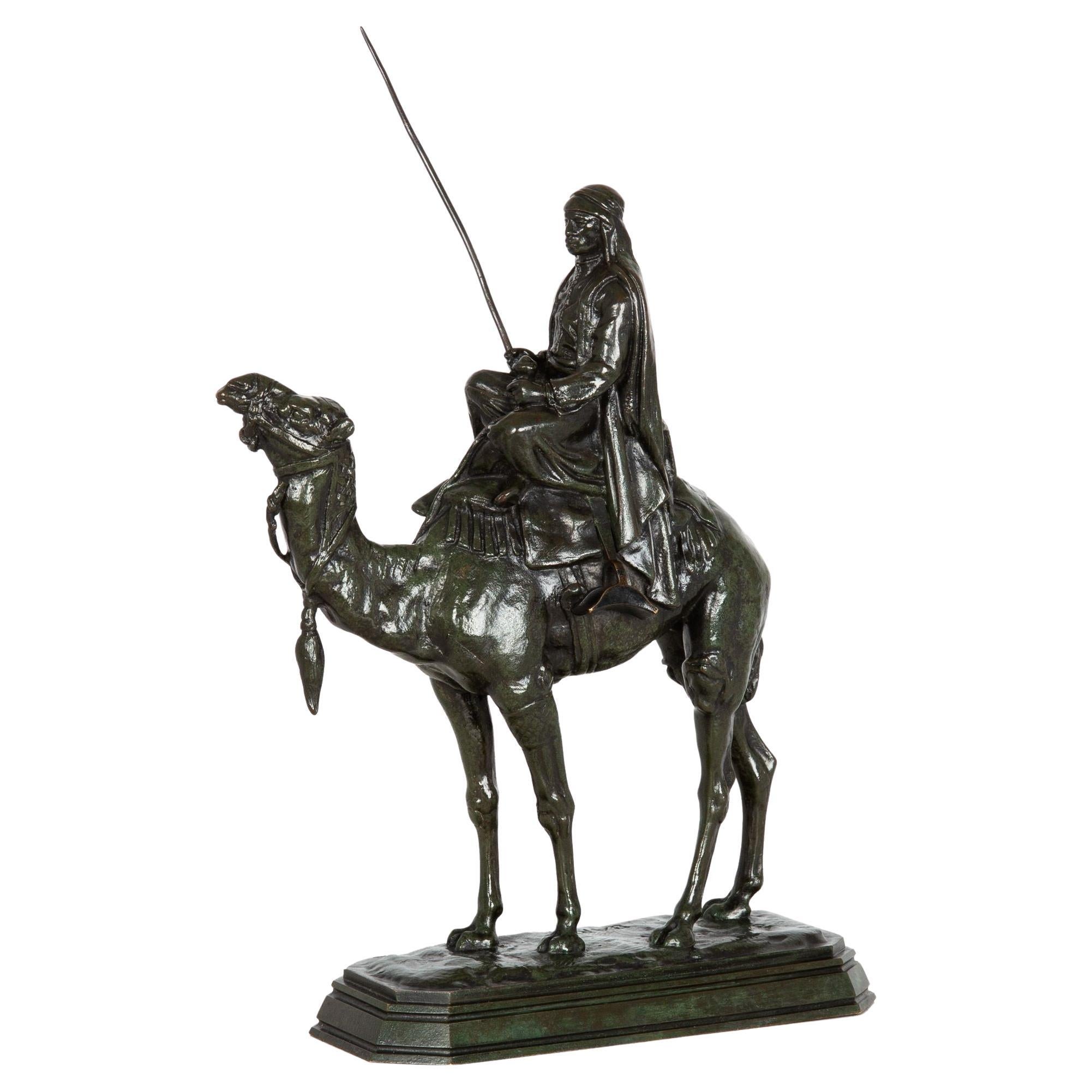 Rare Bronze Sculpture of “Arab on Camel” by Antoine-Louis Barye circa 1880 For Sale