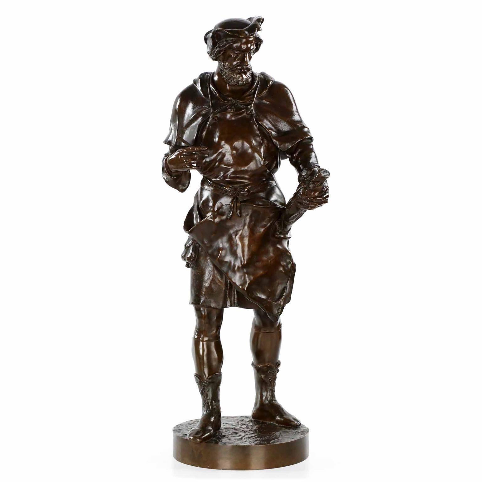Rare Bronze Sculpture of "Imagier, 15th Siécle" after Model by Emile