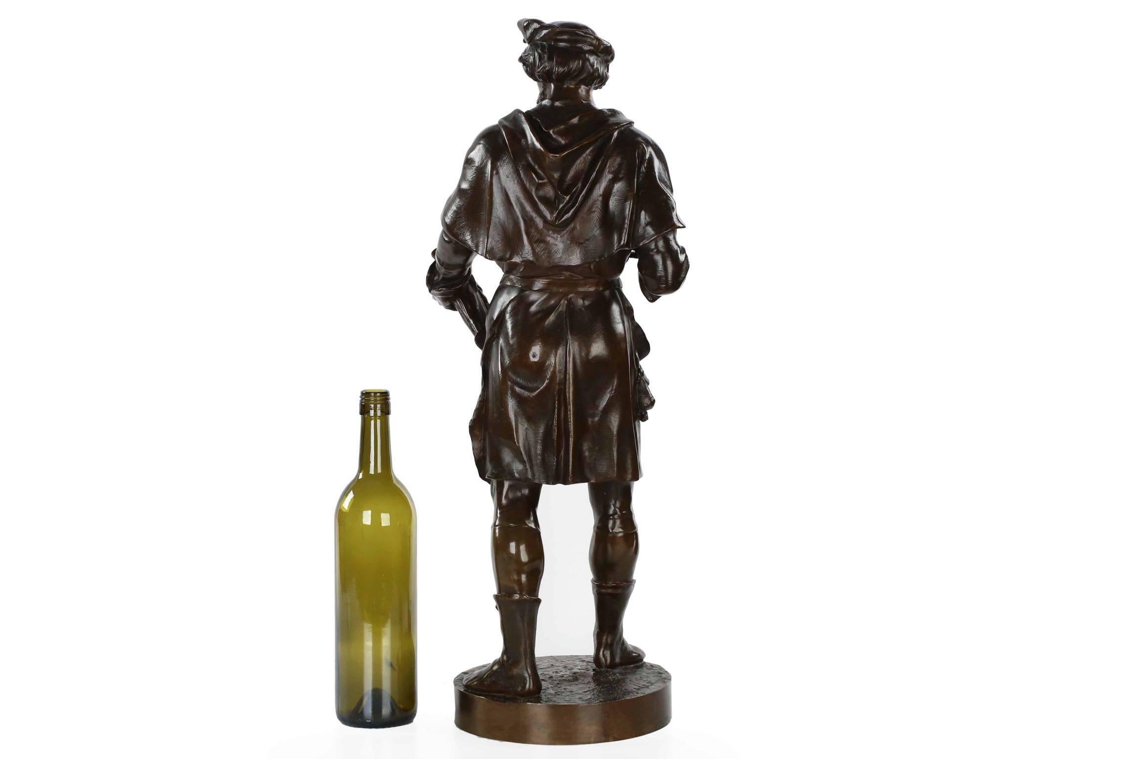 Rare Bronze Sculpture of "Imagier, 15th Siécle" after Model by Emile