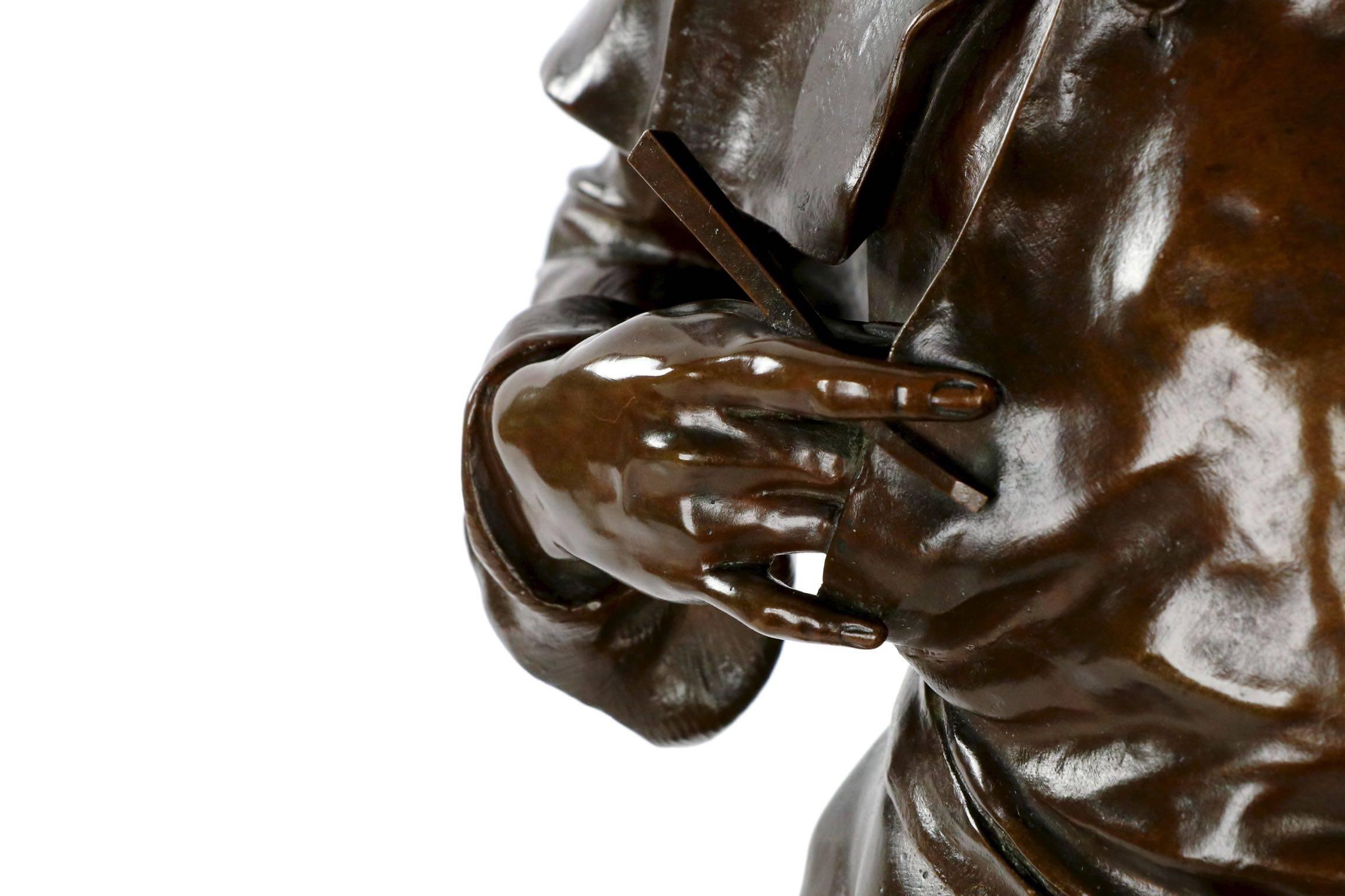 Rare Bronze Sculpture of "Imagier, 15th Siécle" after Model by Emile