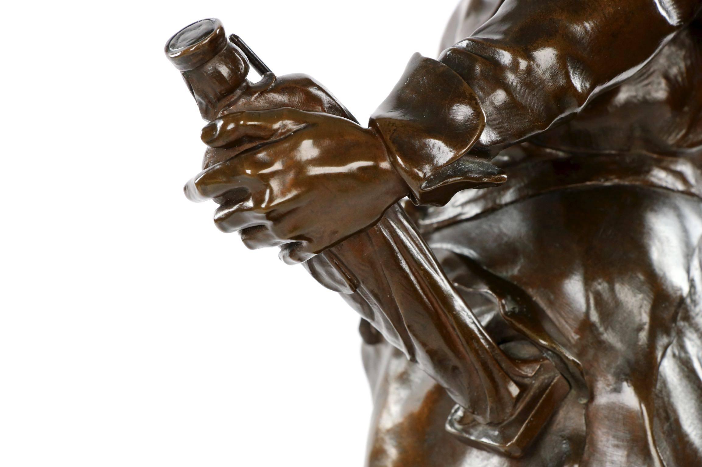 Rare Bronze Sculpture of "Imagier, 15th Siécle" after Model by Emile