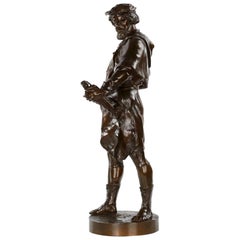 Antique Rare Bronze Sculpture of "Imagier, 15th Siécle" after Model by Emile Picault