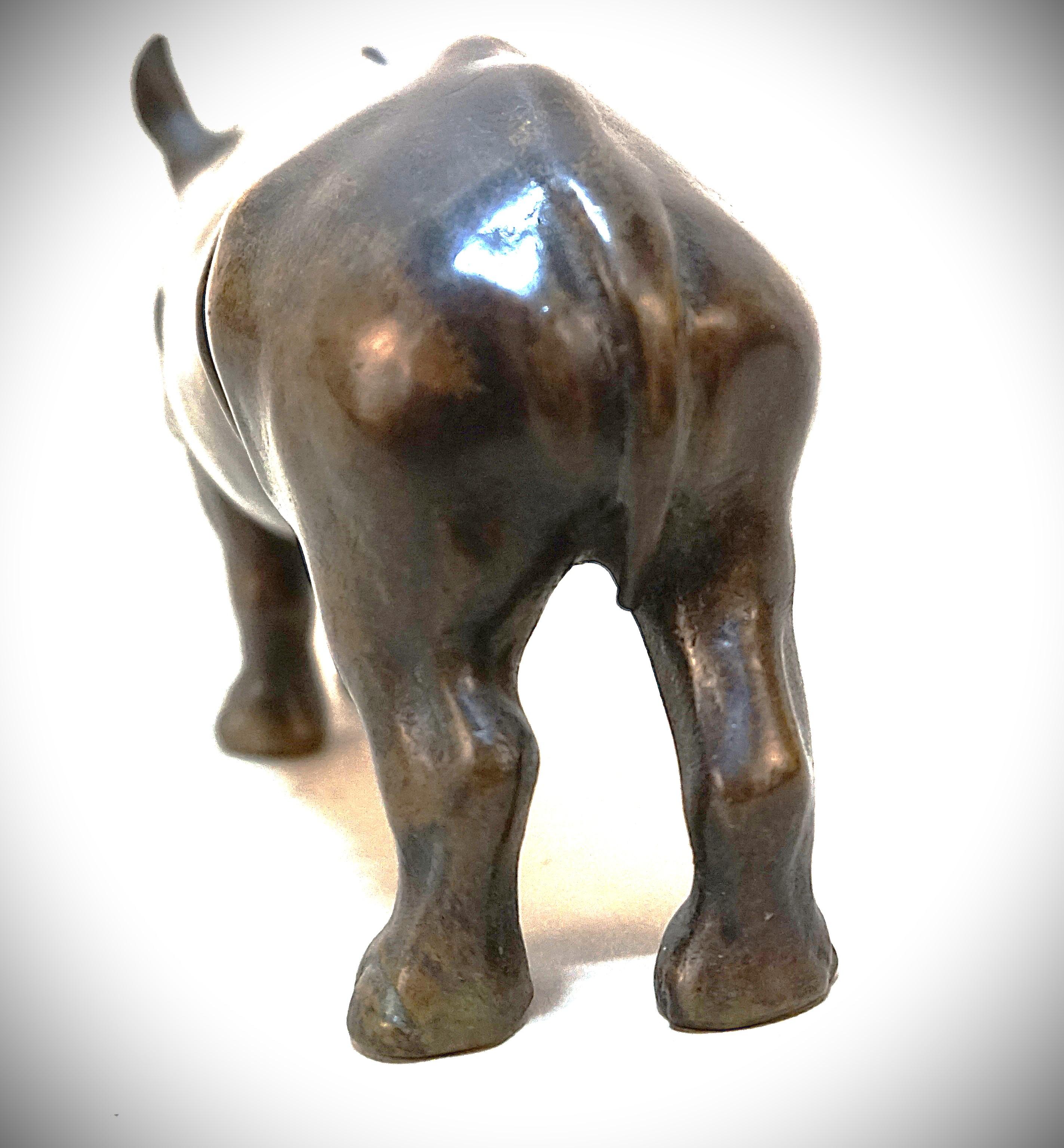 Rare Bronze Sculpture of Rhino by M Le Verrier 2