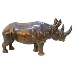 Rare Bronze Sculpture of Rhino by M Le Verrier