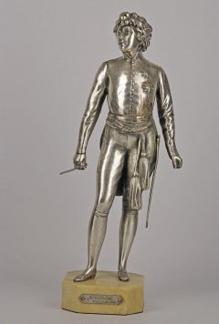 Spelter Statue of Sarah Bernhardt as Napoleon II in L' Aiglon with Marble Base