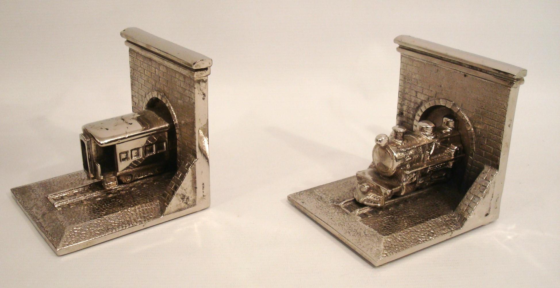 Rare Bronze Train Locomotive Bookends 1940´s For Sale 2