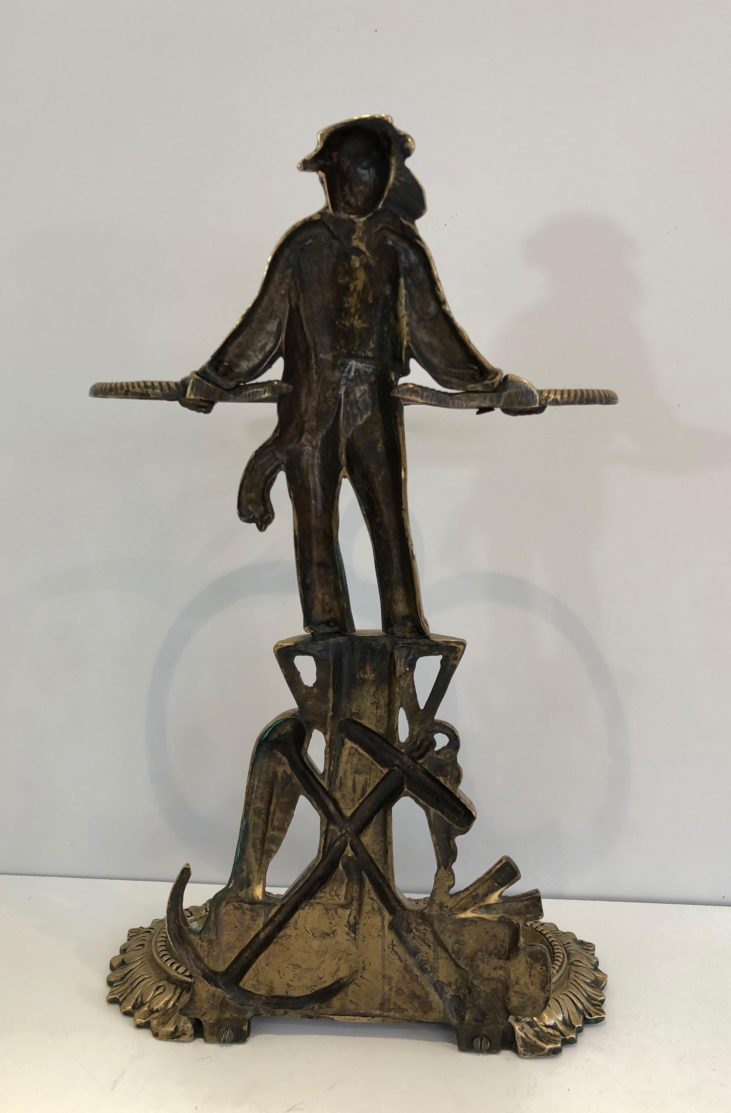 Raro portaombrelli in bronzo con marinaio, francese, circa 1970 in vendita 3