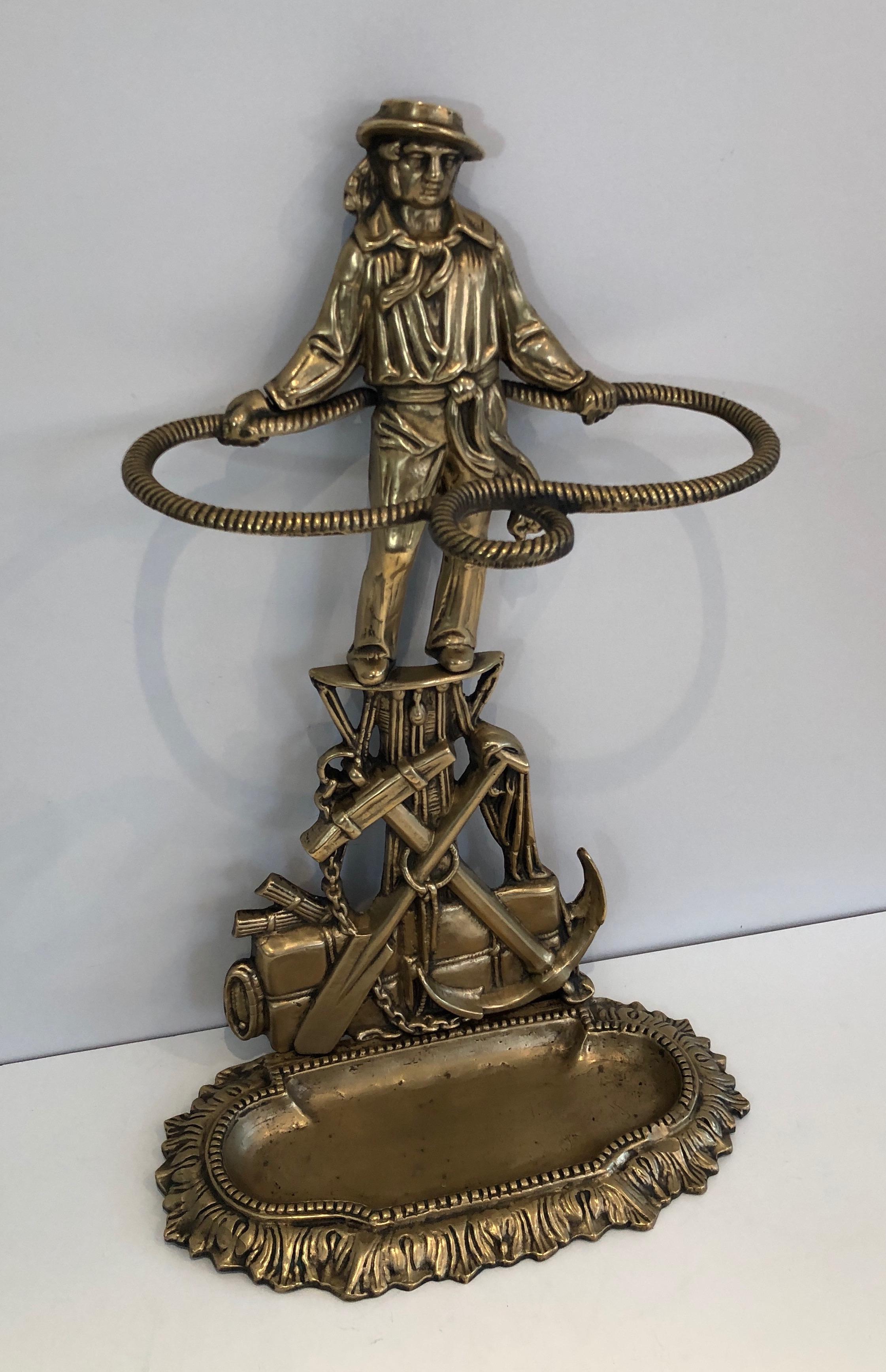 Raro portaombrelli in bronzo con marinaio, francese, circa 1970 in vendita 10