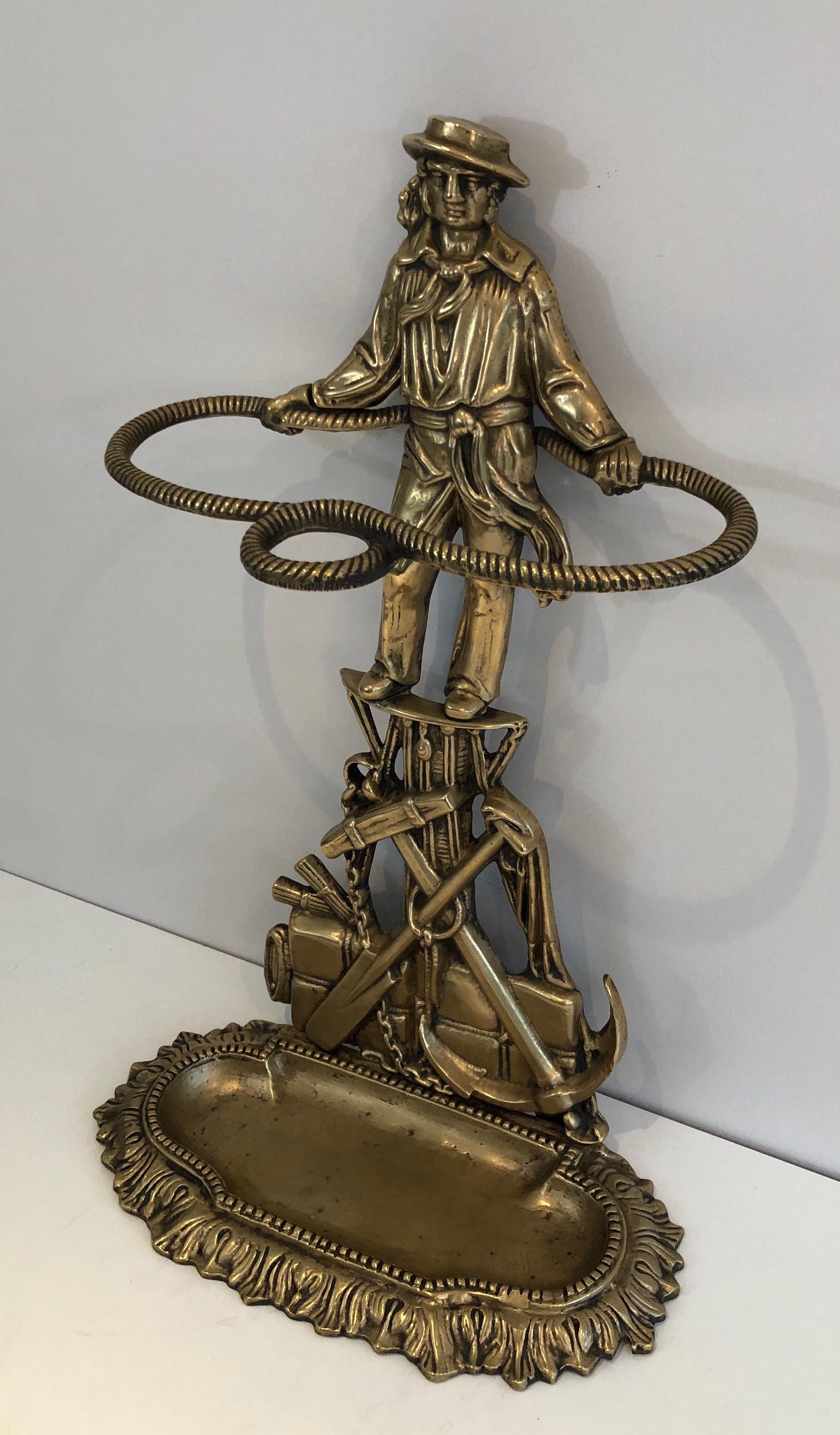 Raro portaombrelli in bronzo con marinaio, francese, circa 1970 in vendita 13